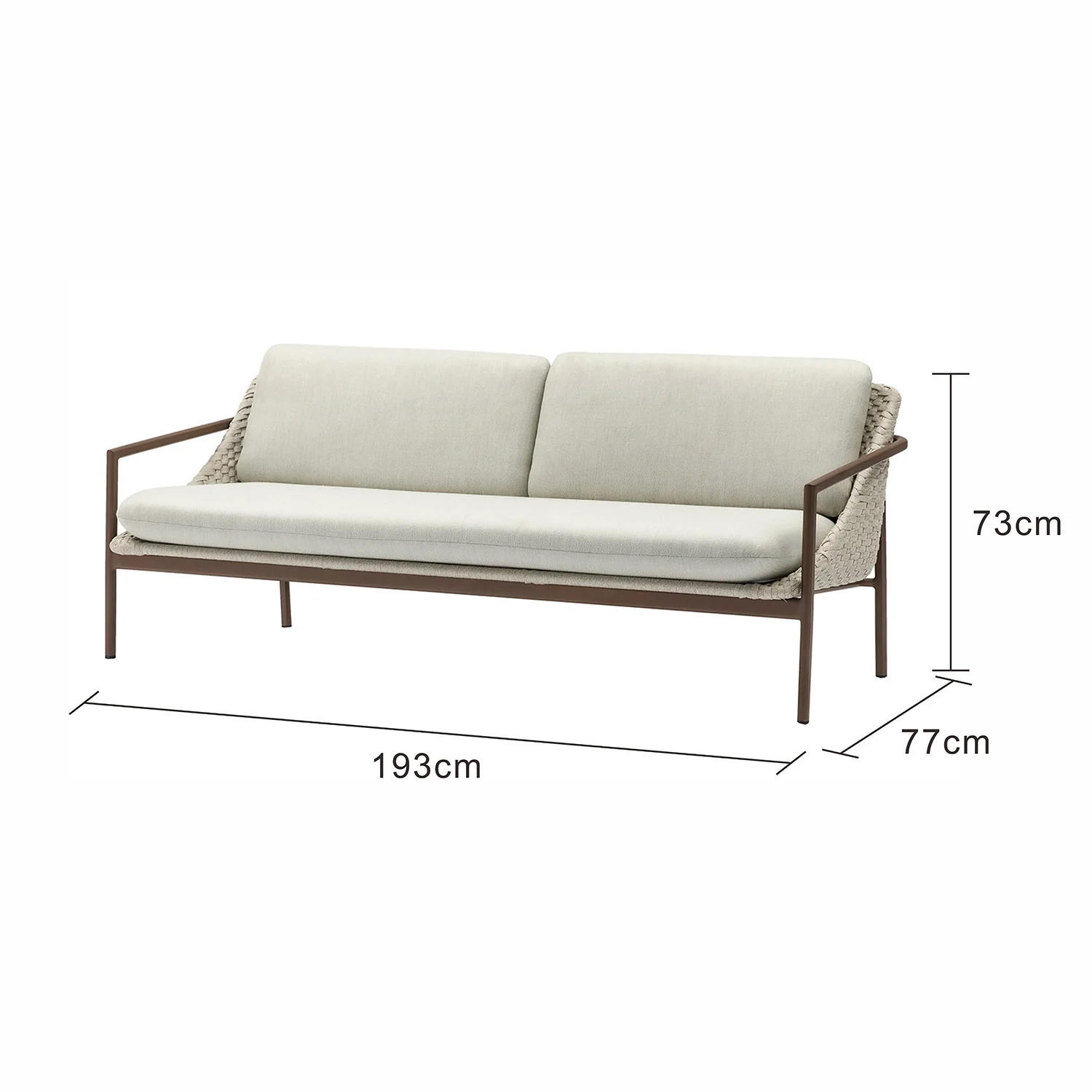 Adeline Rope Outdoor 3 Seater Lounge - Image 3