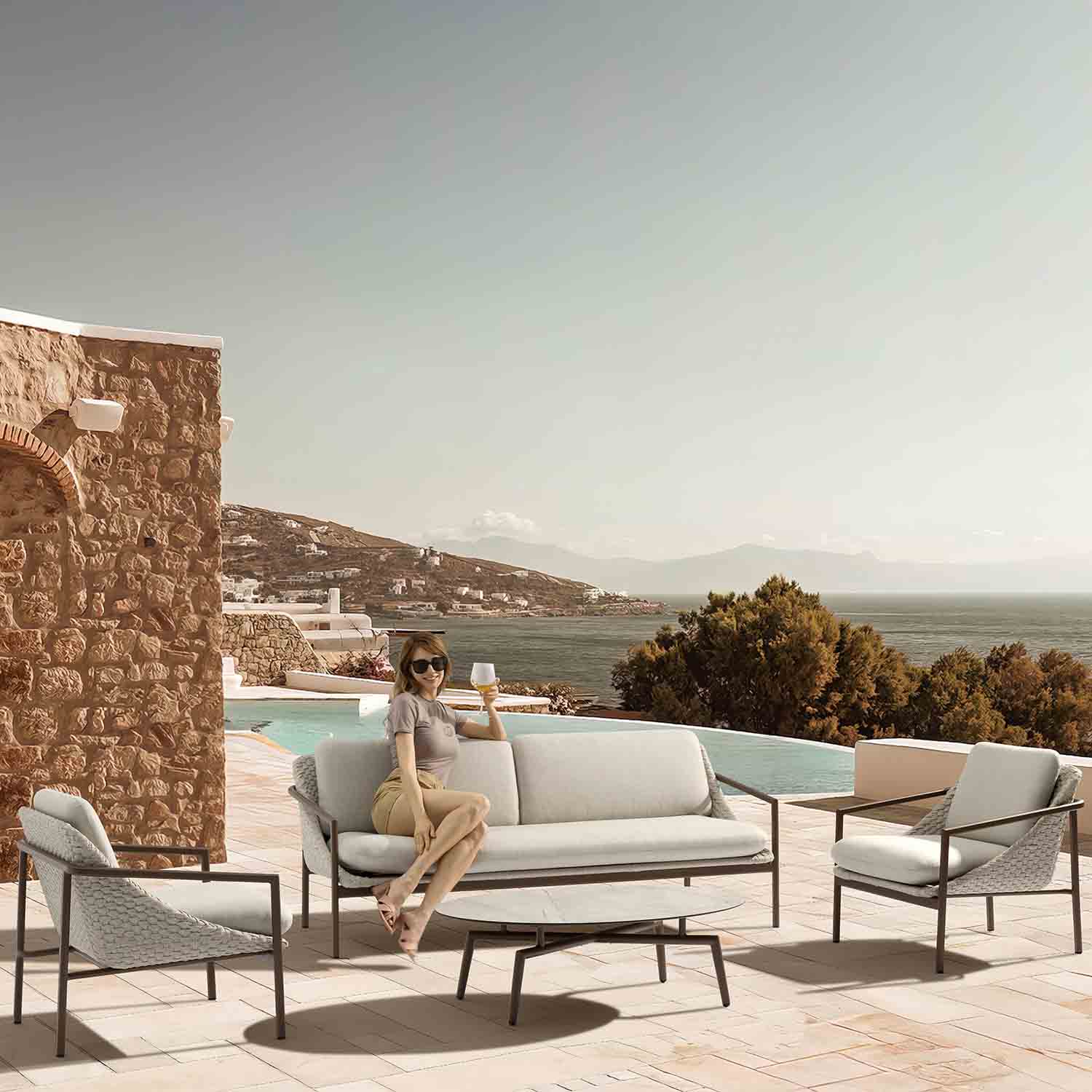 Adeline Rope Outdoor 5 Seater Lounge Setting with Coffee Table 114 cm - Image 2