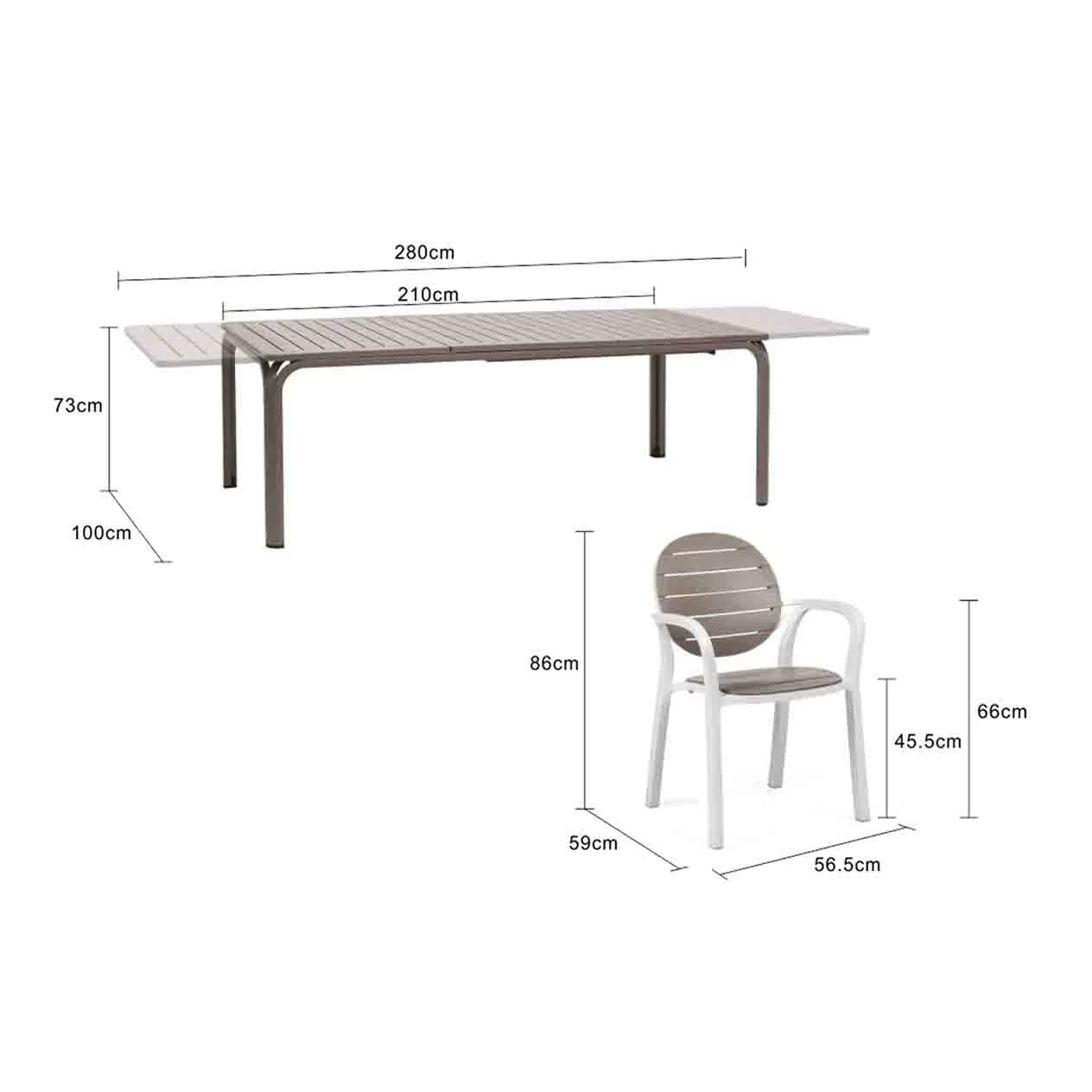 Nardi Alloro 210/280 cm Table Palma Chair Outdoor Dining Setting - Image 5