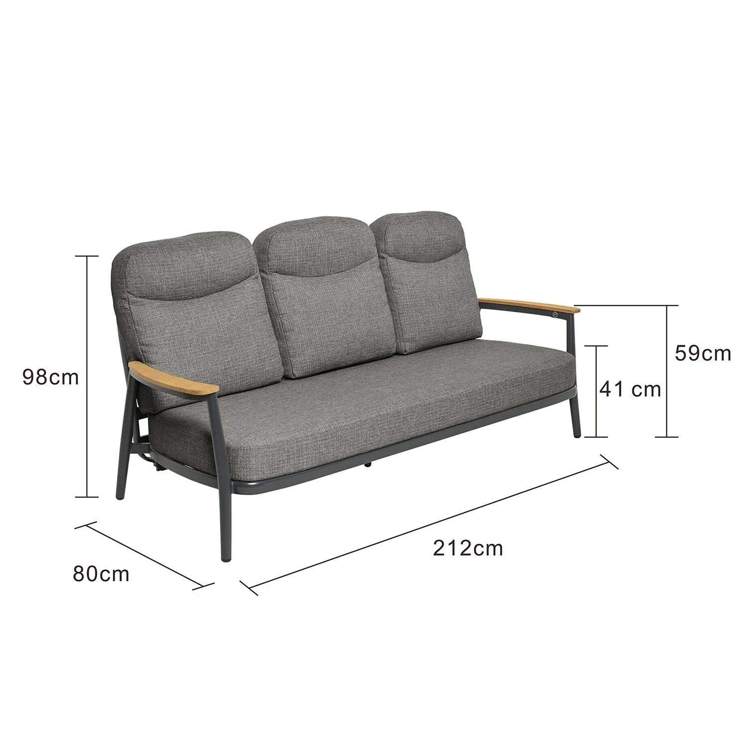 Anchorage Reclining 3 Seater Aluminium Outdoor Lounge - Image 7