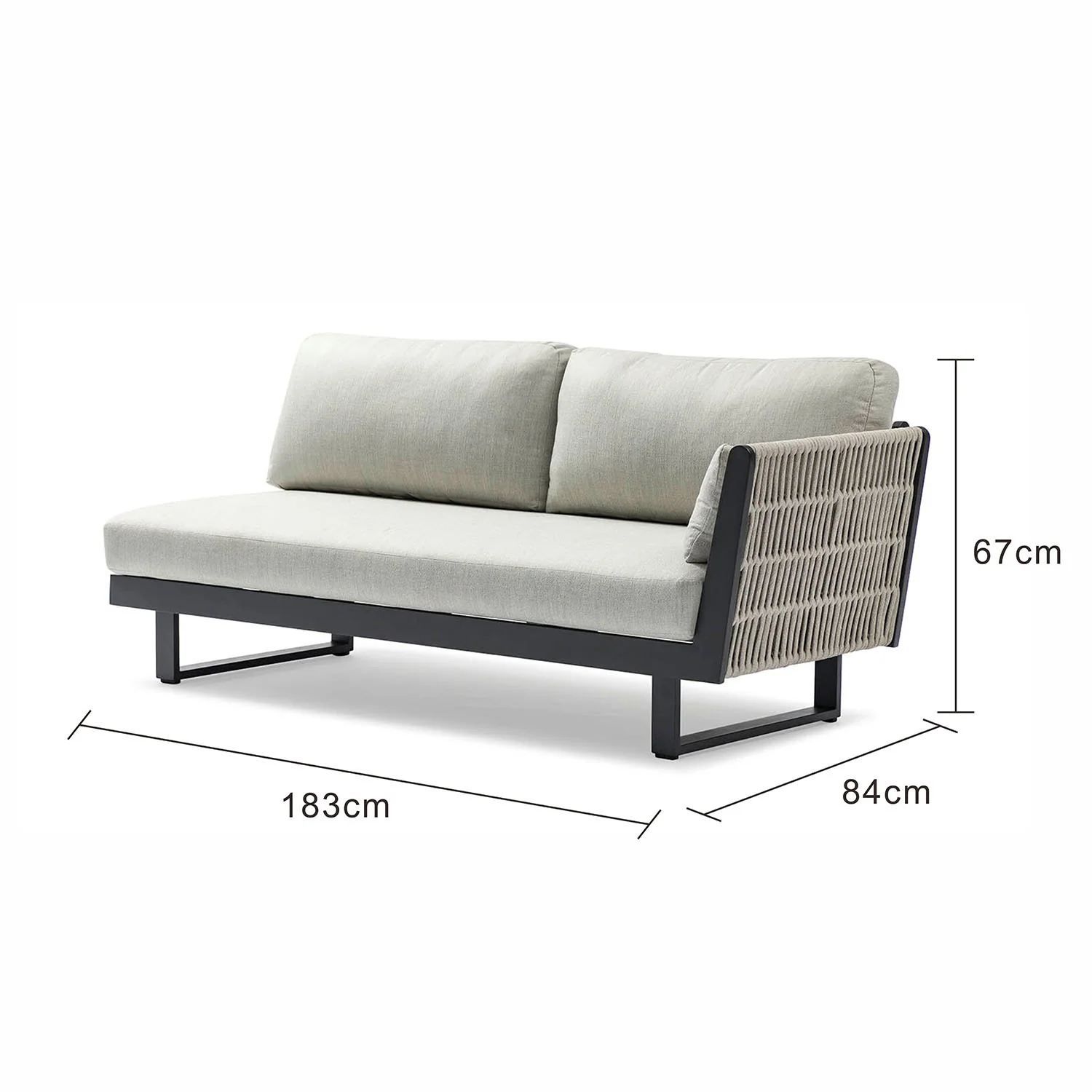 Breeze Rope Outdoor 2 Seater Lounge With Left Arm - Image 4