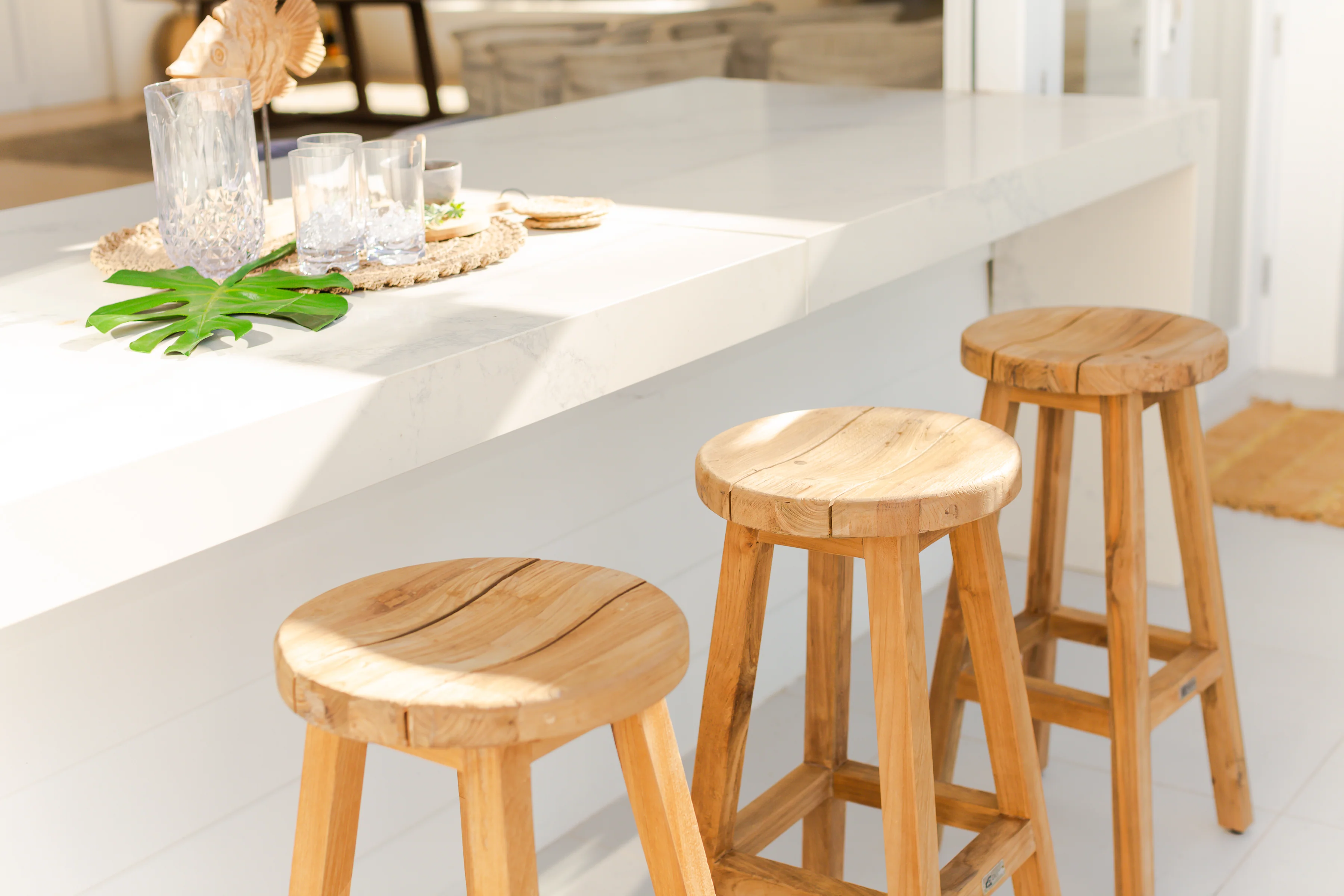 Cara Outdoor Recycled Teak Bar Stool - Image 5