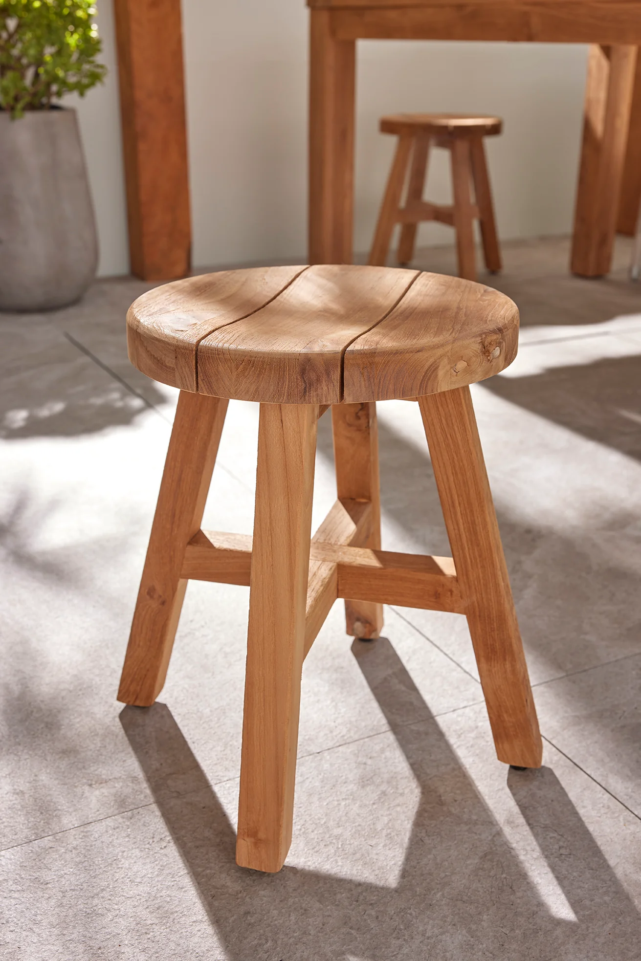 Cara Round Outdoor Teak Stool - Image 3