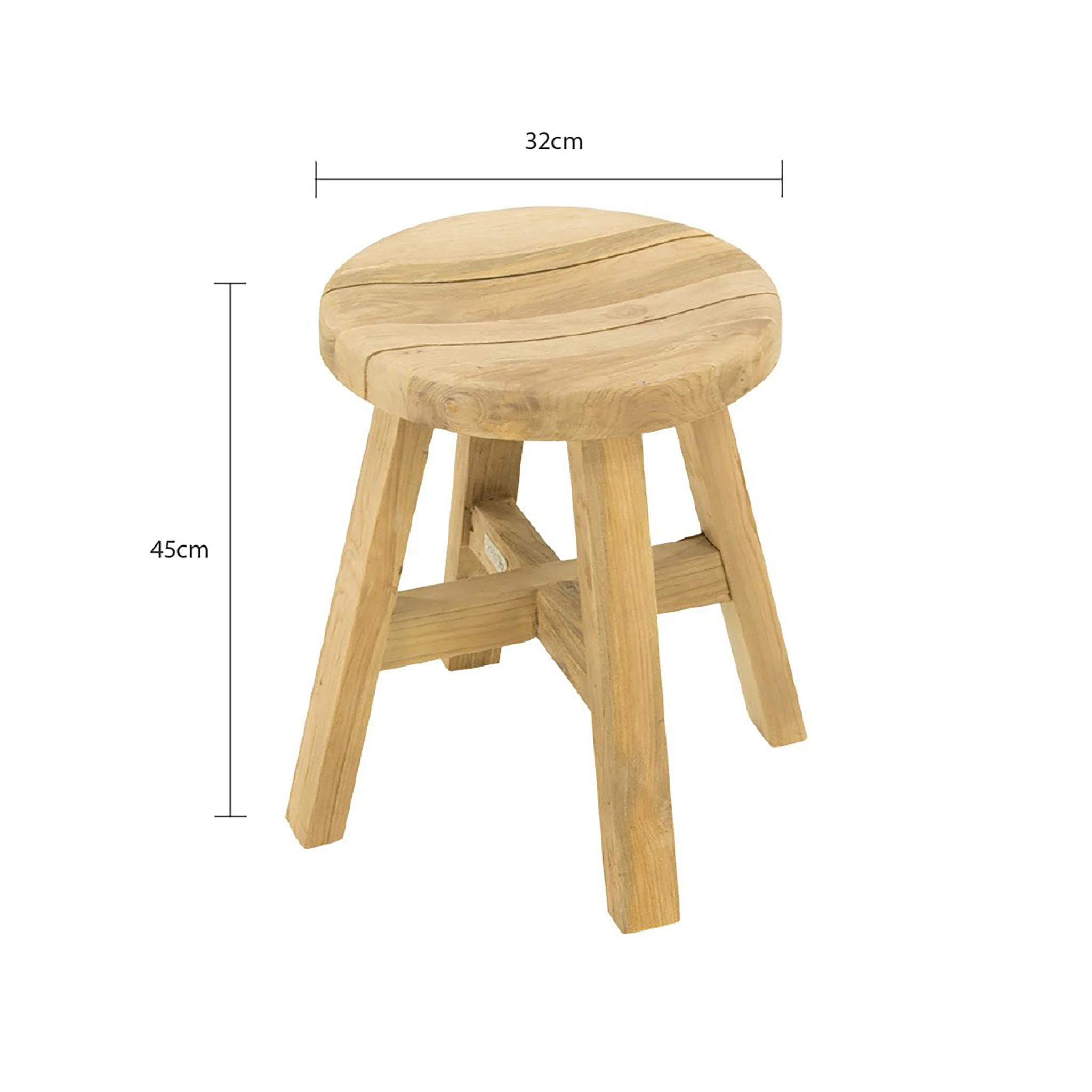 Cara Round Outdoor Teak Stool - Image 6
