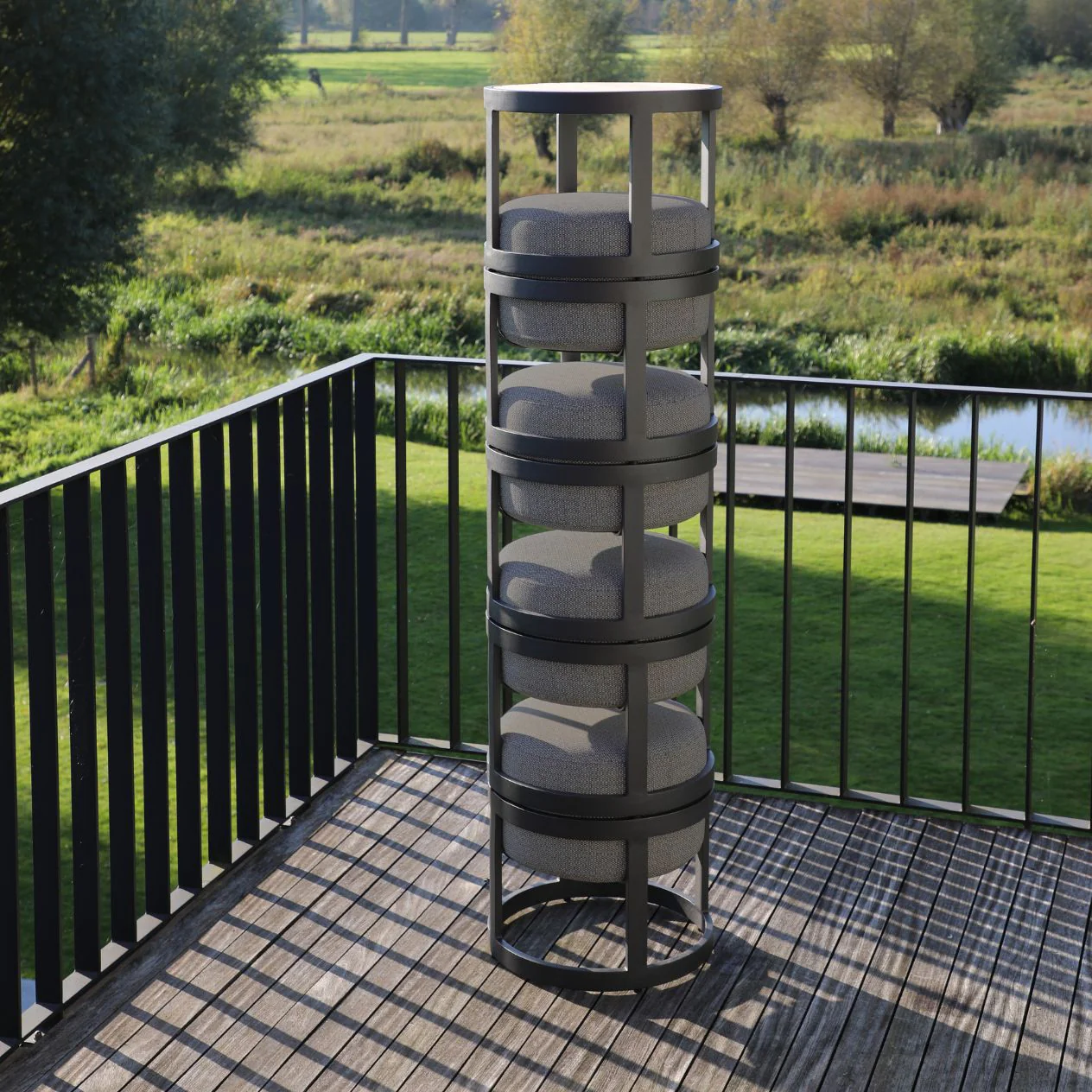 Casper Round Outdoor Aluminium Stool - Image 2