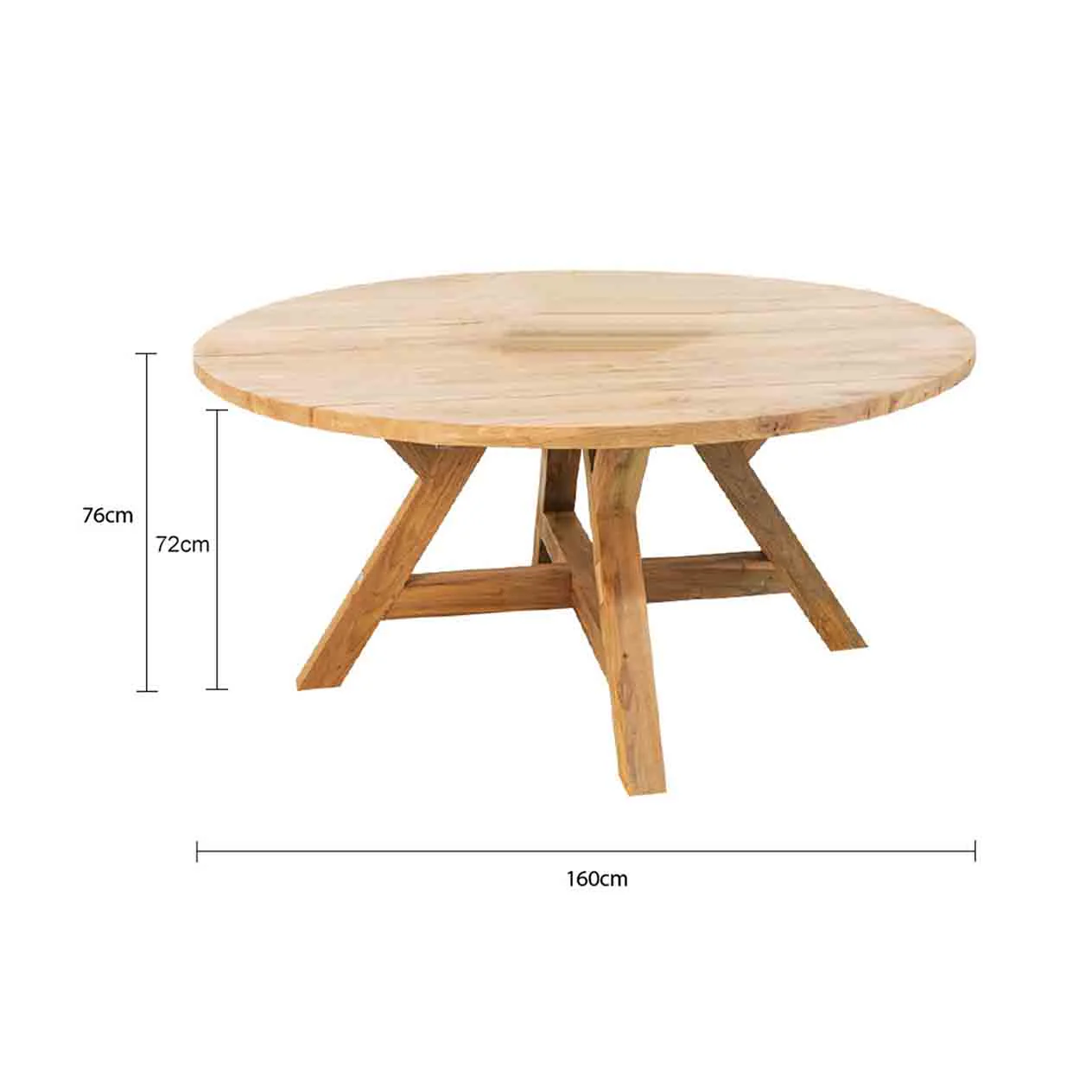 Grace Outdoor Recycled Teak Round Dining Table 160 cm - Image 4