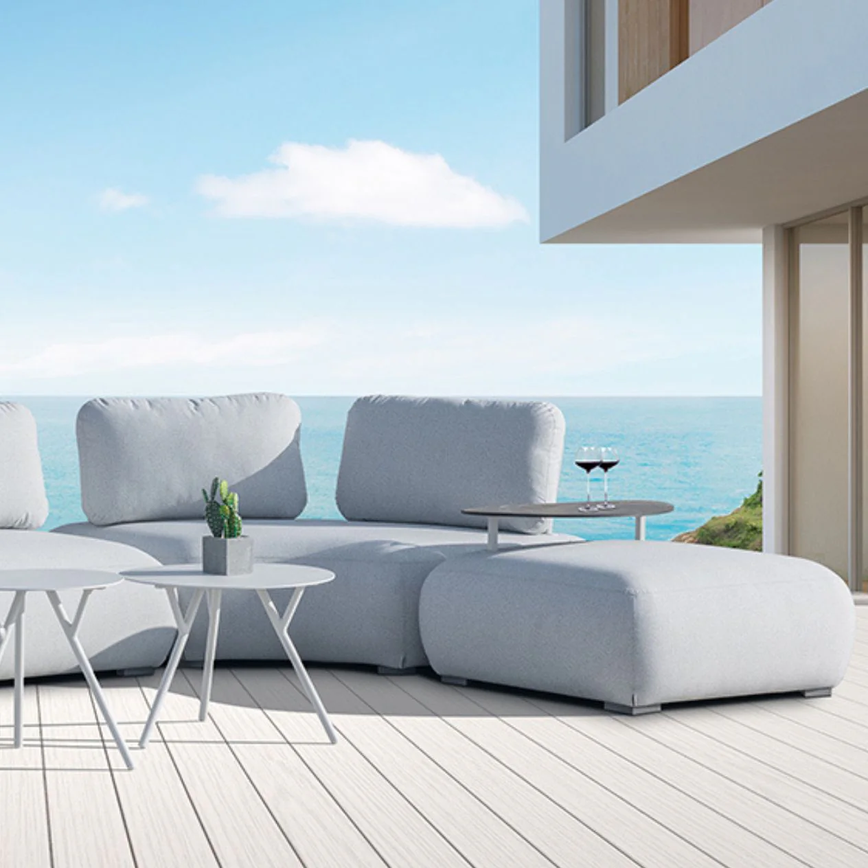 [Clearance] Last One Iowa Outdoor Upholstered Ottoman at Fortitude Valley (FTV) QLD Store Only - Image 2