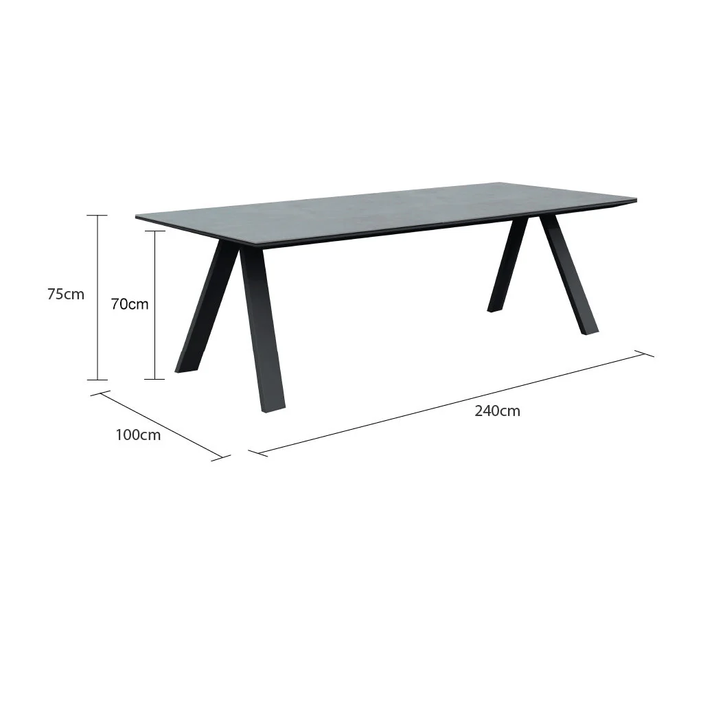 [Clearance] Last One Neverland Outdoor Aluminium Ceramic Glass Table 240cm at Moorabbin (MOR) VIC Store Only - Image 2