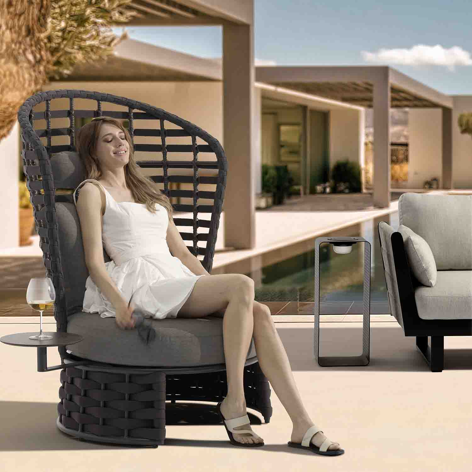 [Clearance] Lawson Rope Outdoor High-Back Leisure Chair with Round Side Table 30 cm at Moorabbin (MOR) and Nunawading (NWD) VIC Store Only - Image 2