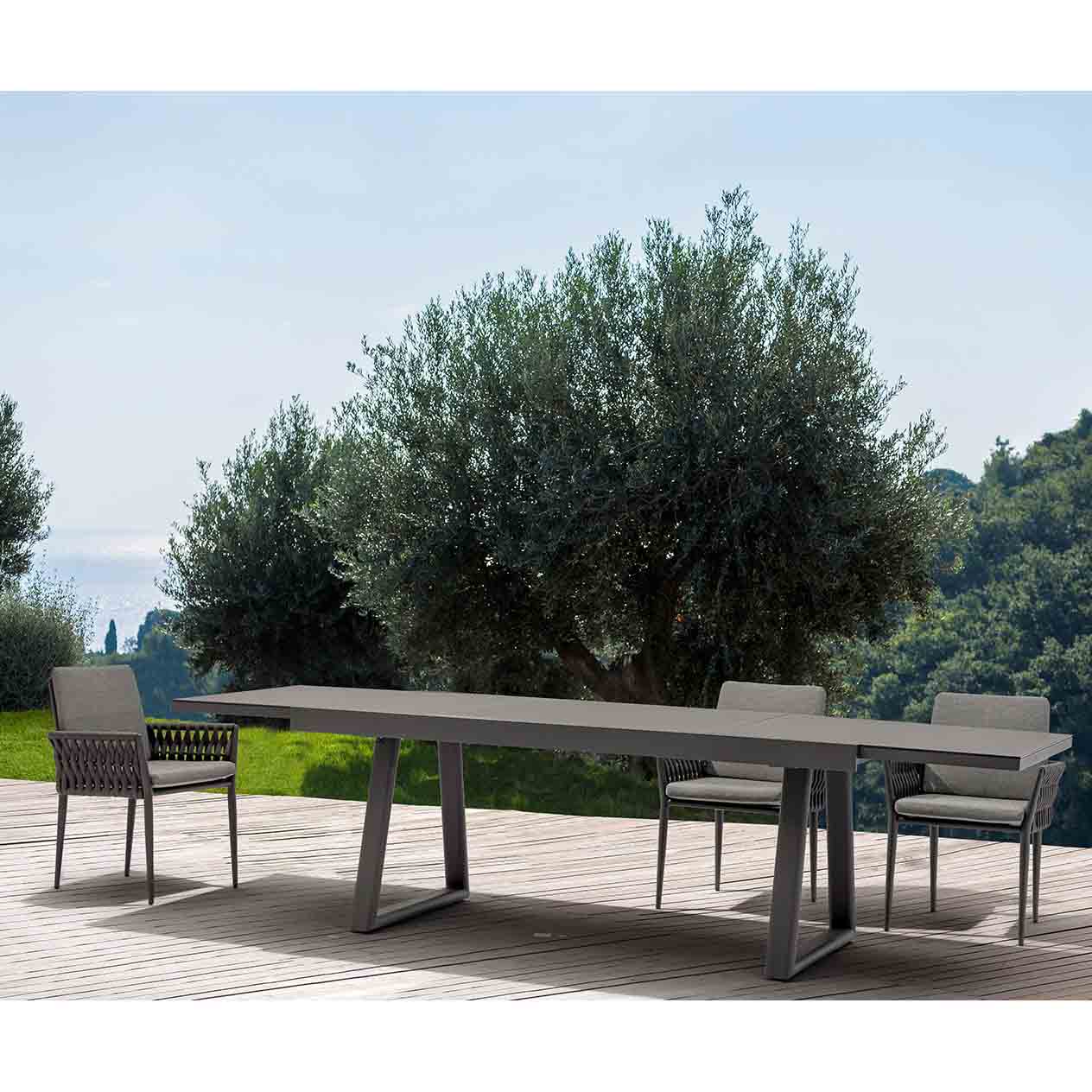 Mykonos Outdoor Aluminium Extension Table with Ceramic Glass Top - Image 6