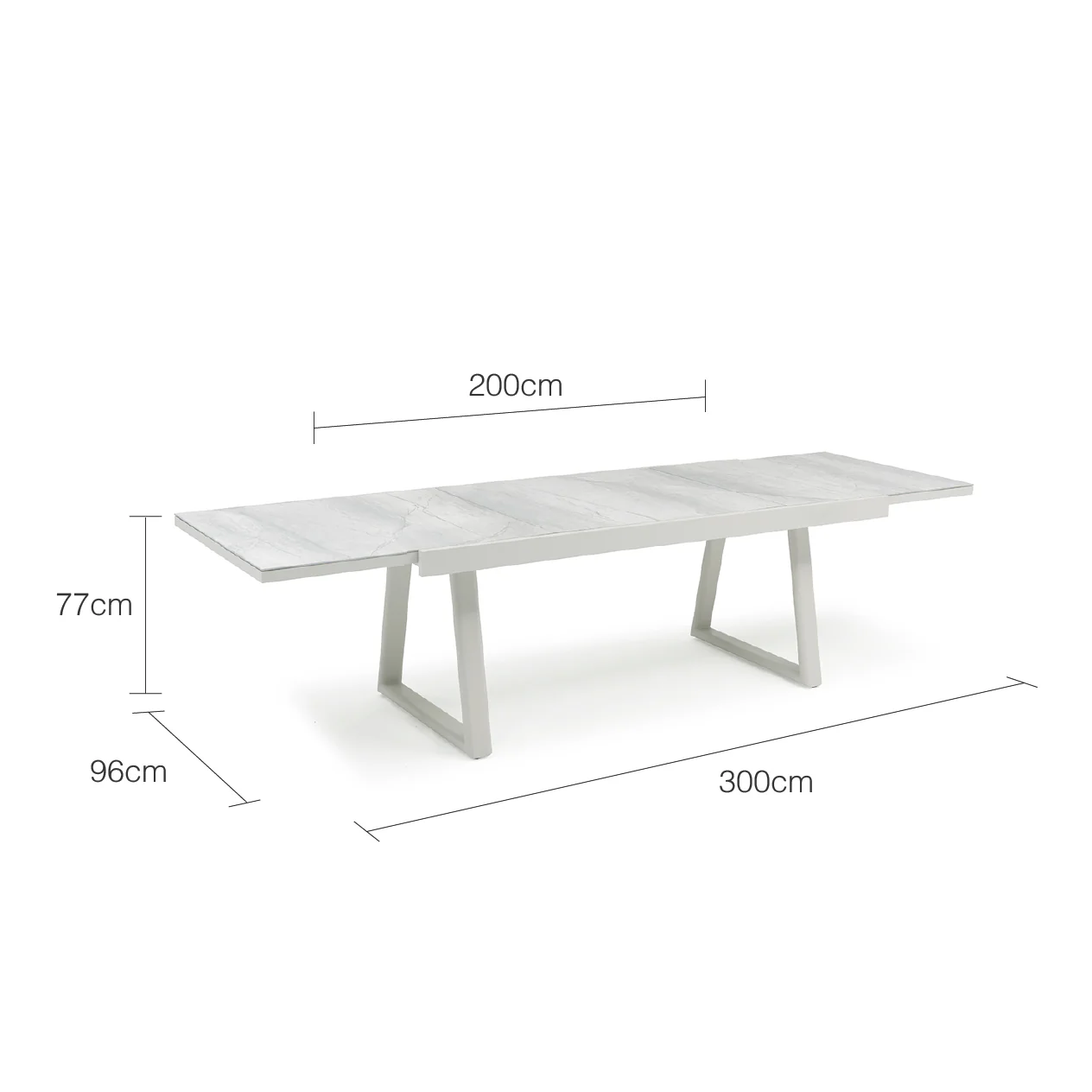 Mykonos Outdoor Aluminium Extension Table with Ceramic Glass Top - Image 10