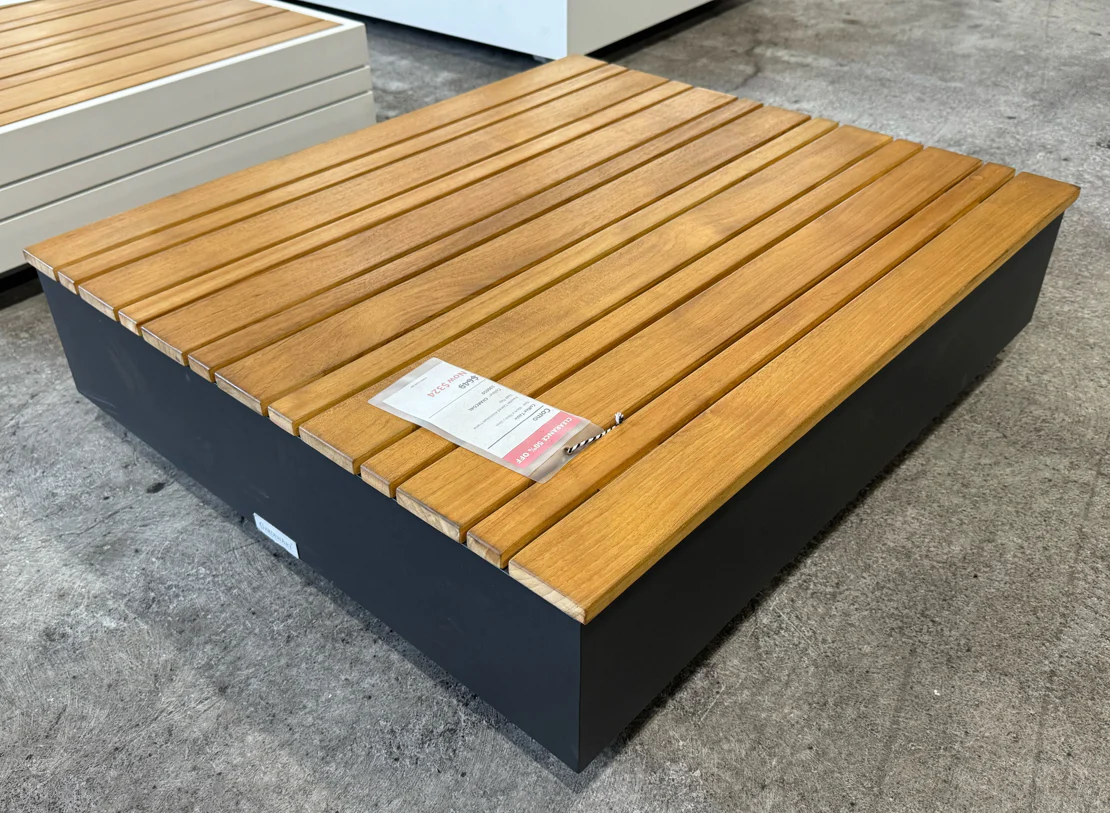 [Clearance] Last One Como Aluminium Teak Coffee Table 80 cm at Condell Park (CON) NSW Only
