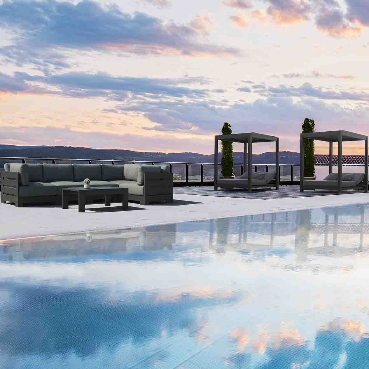Skyline Outdoor Aluminium Ottoman - Image 8