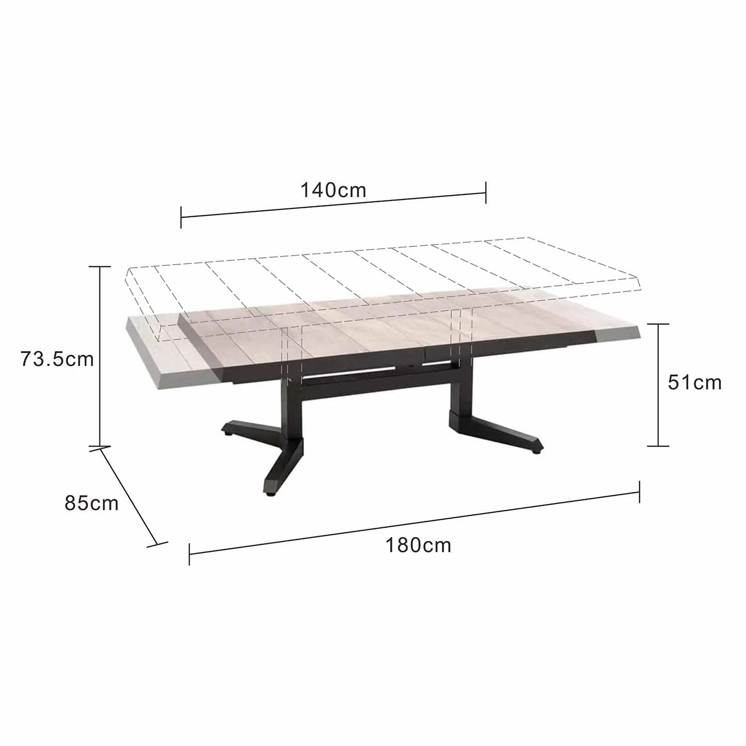 Clifton Outdoor Ceramic Pop Up Extension Coffee Table 140/180 cm - Image 7