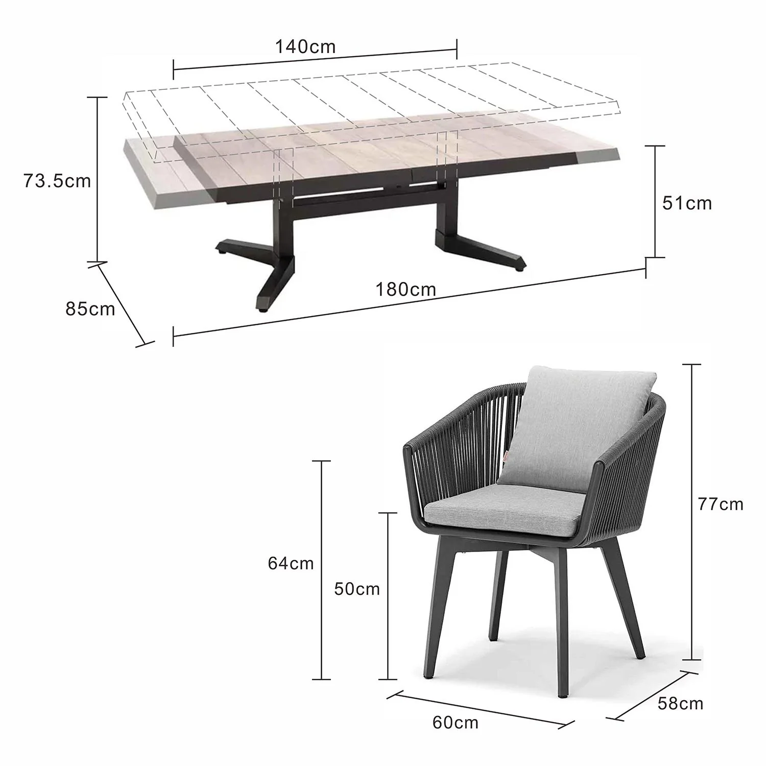 Clifton Pop Up Table Truro Chair Outdoor Dining Setting - Image 3