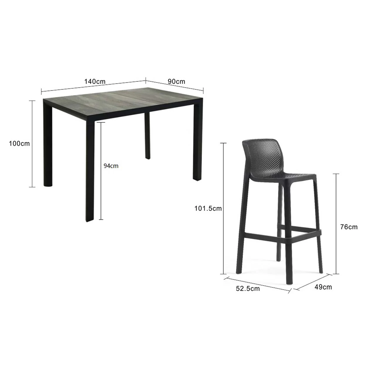 Clifton Table Nardi Net Stool Outdoor Bar Setting - Image 7