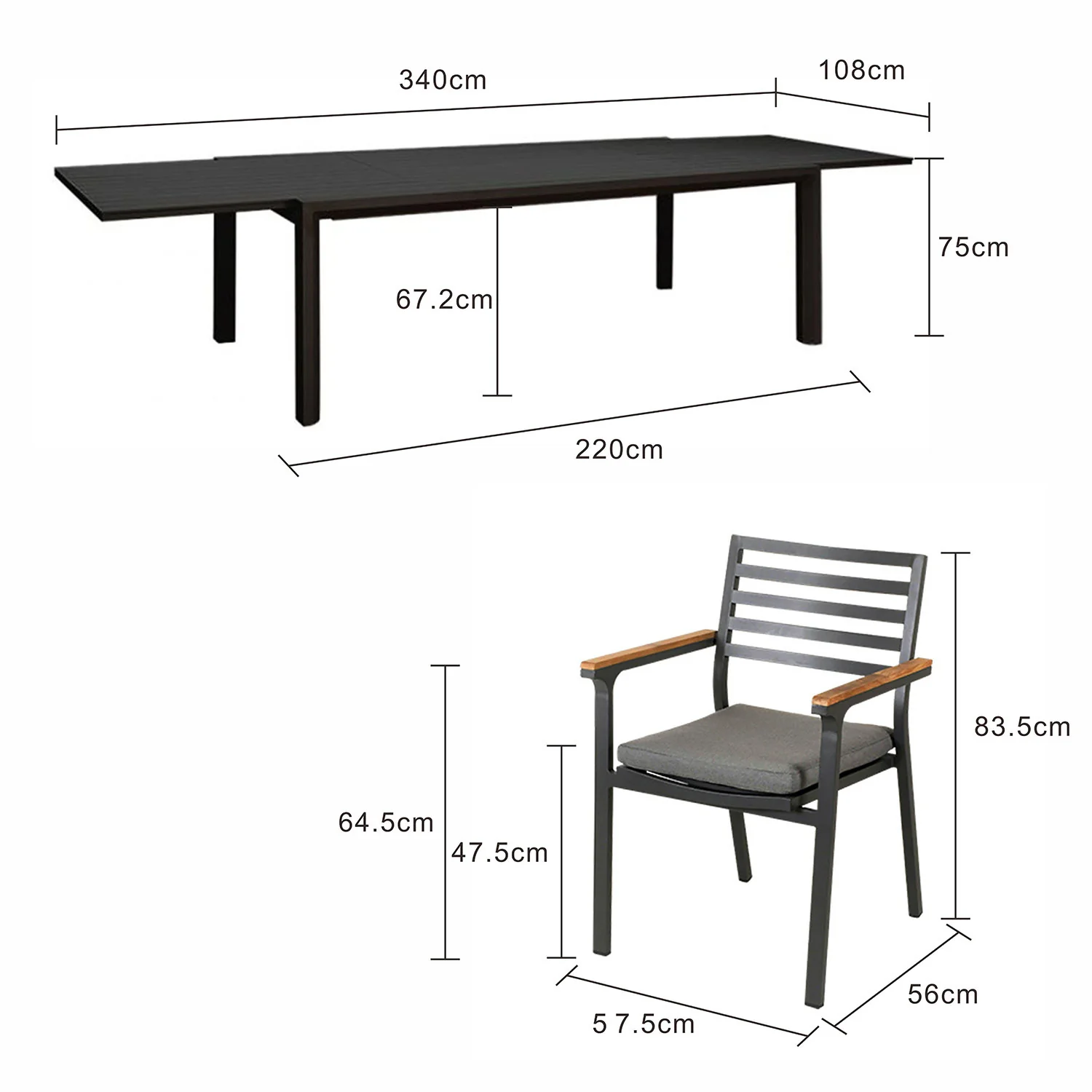 Coda Extension Table Lotus Chair Outdoor Dining Setting - Image 15