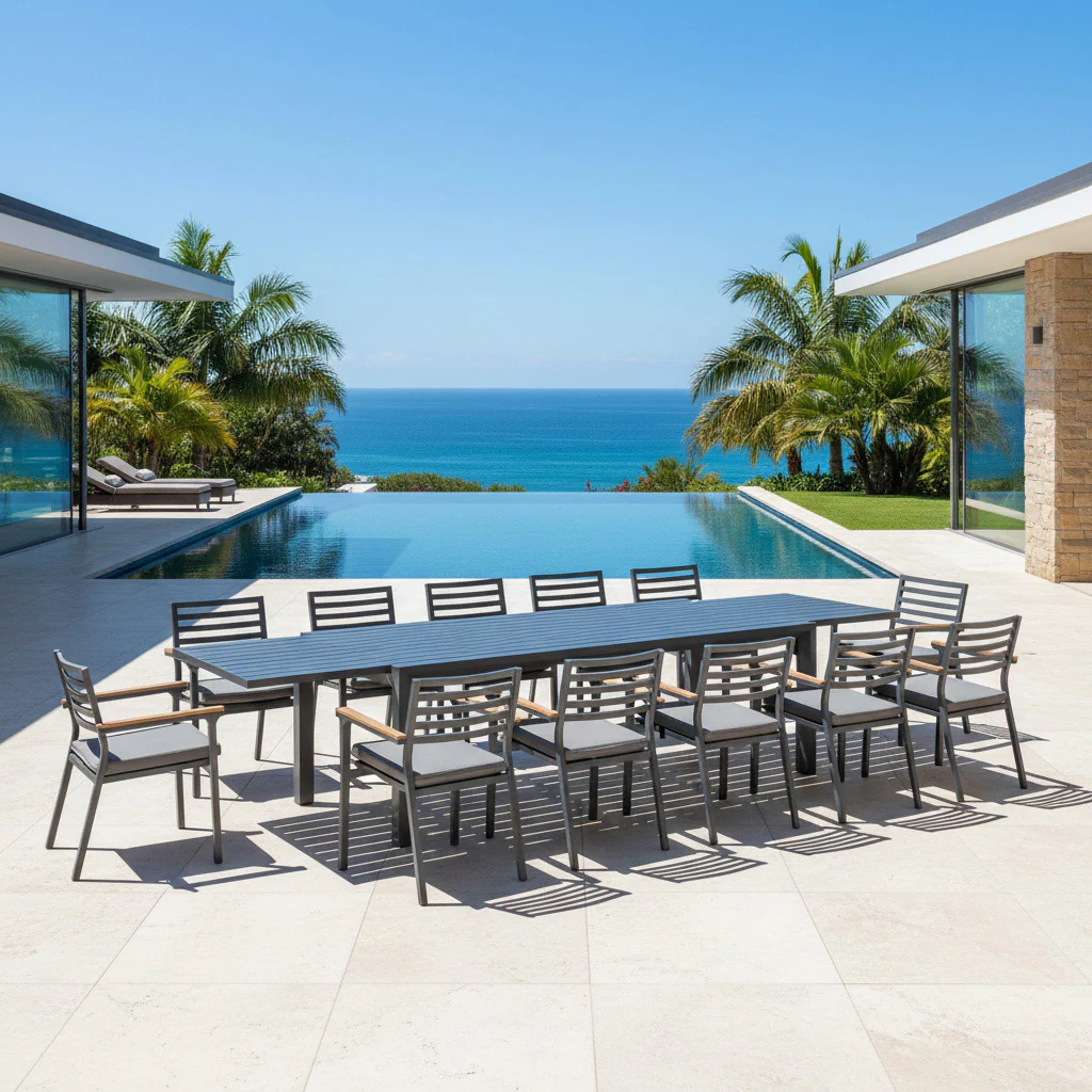 Coda Extension Table Lotus Chair Outdoor Dining Setting - Image 2