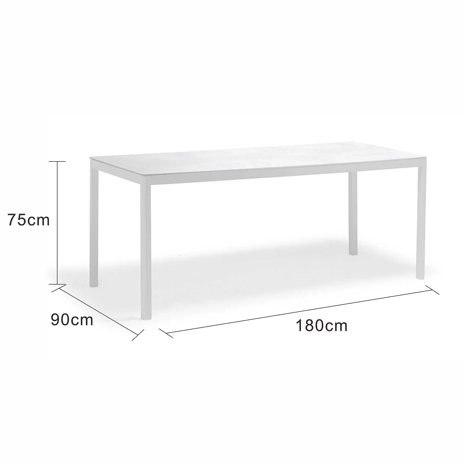 Ella Outdoor Aluminium Dining Table with Ceramic Glass Top 180 cm - Image 9