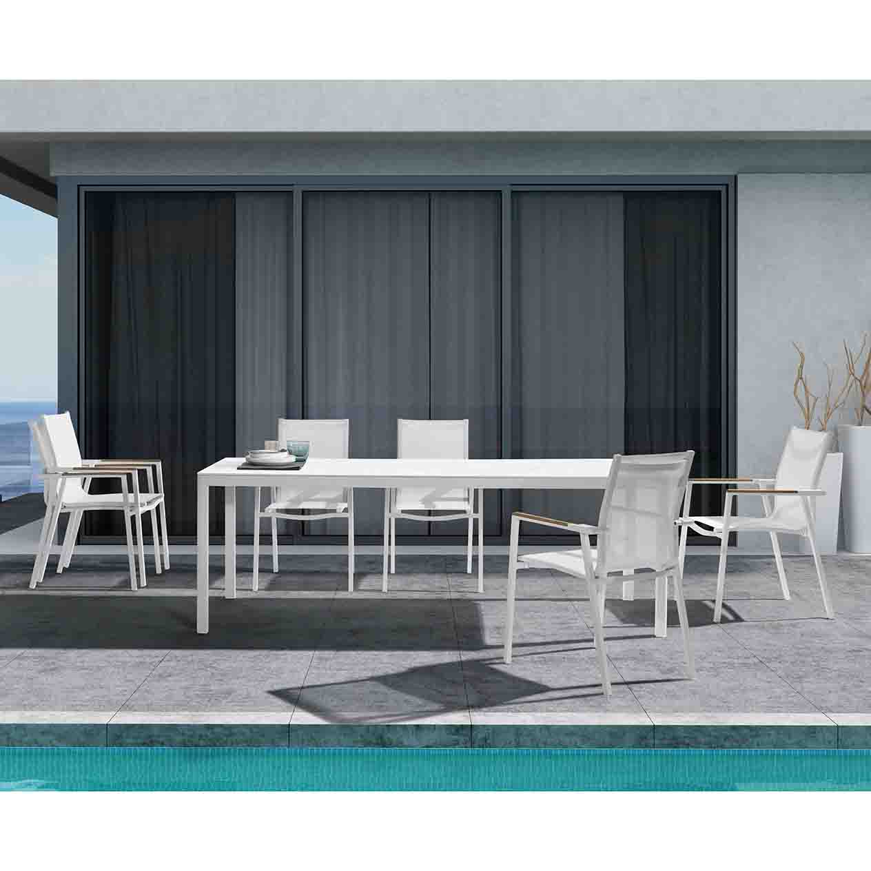 Ella Outdoor Aluminium Dining Table with Ceramic Glass Top 220 cm - Image 2