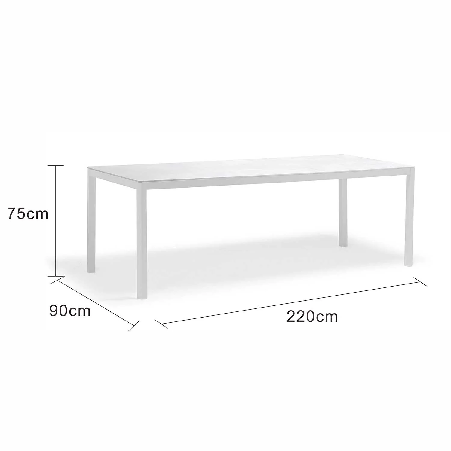 Ella Outdoor Aluminium Dining Table with Ceramic Glass Top 220 cm - Image 8