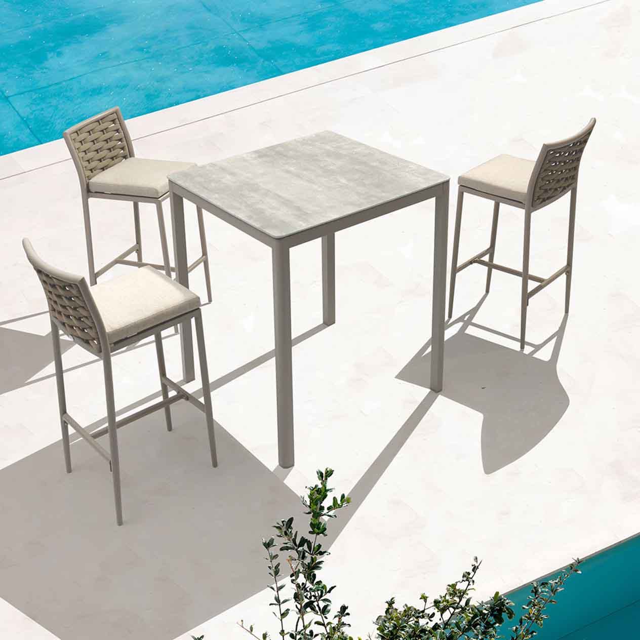 Ella Outdoor Aluminium Square Bar Table with Ceramic Glass Top 90 cm - Image 7