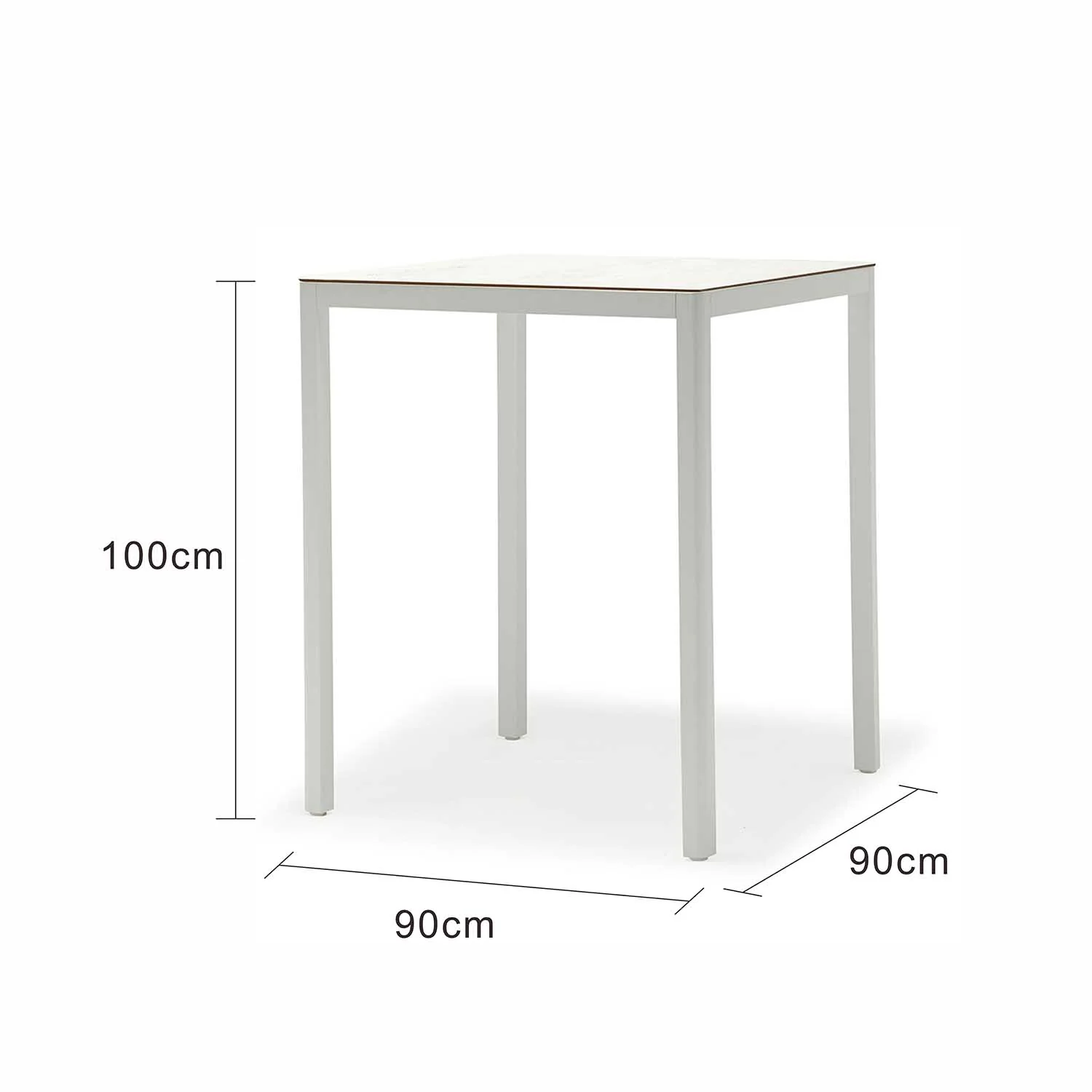 Ella Outdoor Aluminium Square Bar Table with Ceramic Glass Top 90 cm - Image 8
