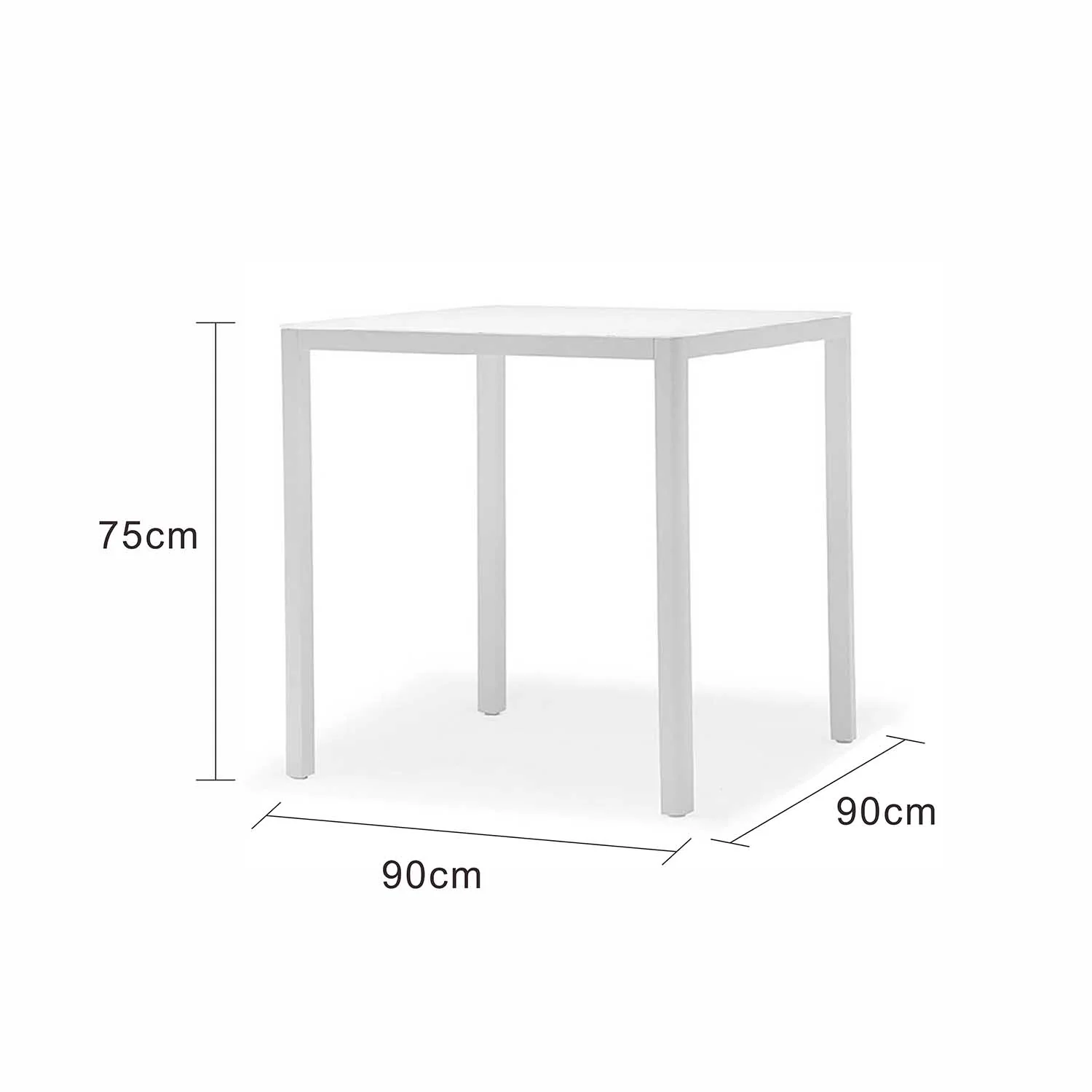 Ella Outdoor Aluminium Square Dining Table with Ceramic Glass Top 90 cm - Image 4