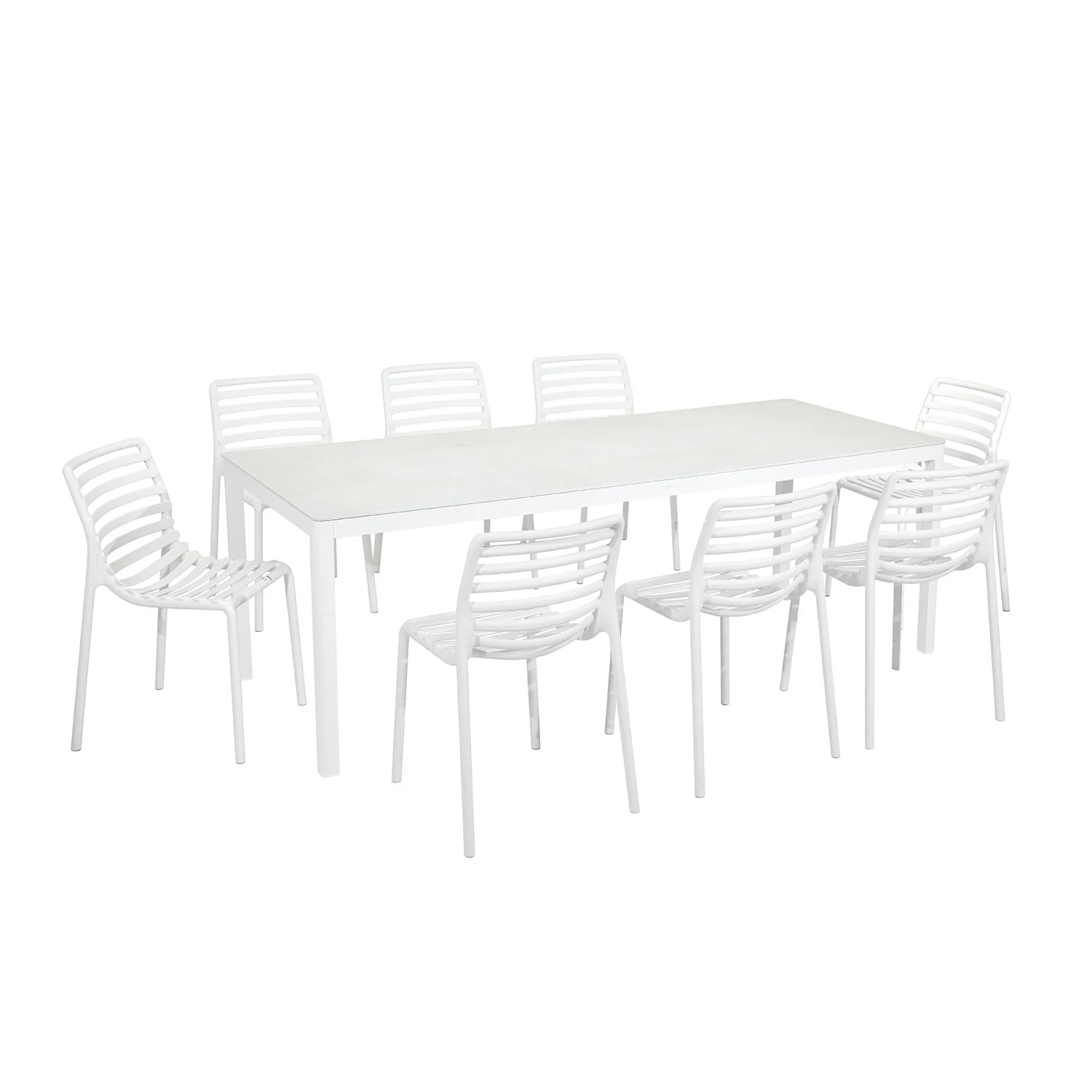 Ella Table Doga Armless Chair Outdoor Dining Setting