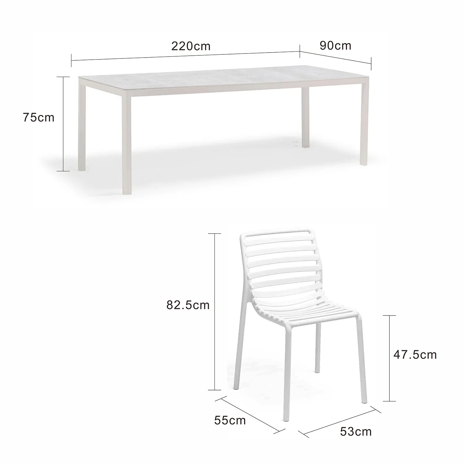 Ella Table Doga Armless Chair Outdoor Dining Setting - Image 15