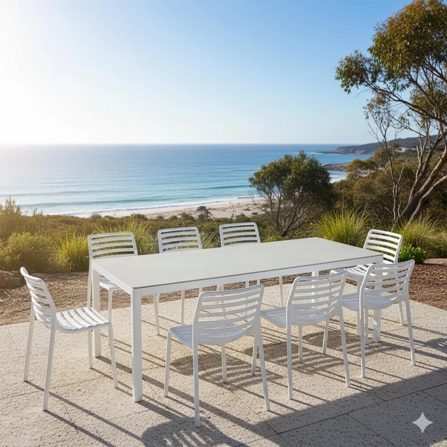 Ella Table Doga Armless Chair Outdoor Dining Setting - Image 2