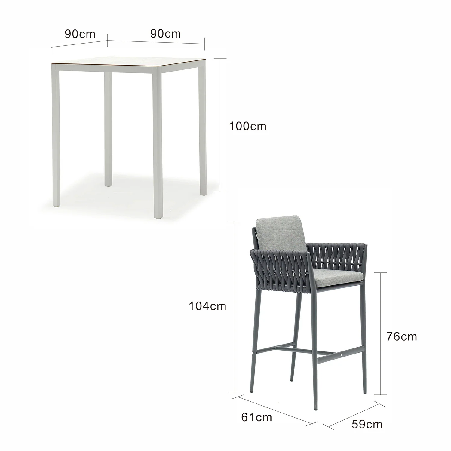 Ella Table Lawson Stool Outdoor Bar Setting - Image 3