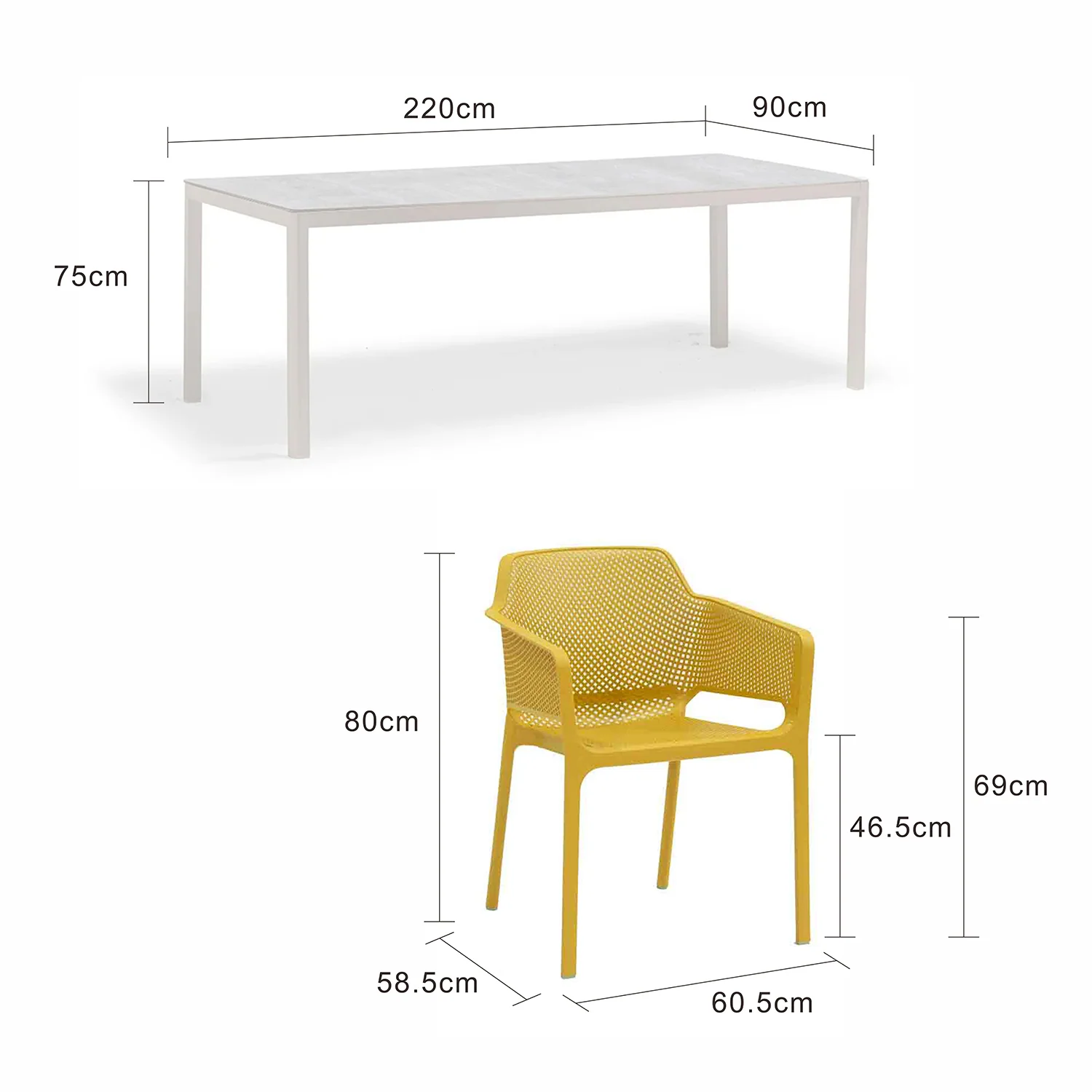 Ella Table Net Chair Outdoor Dining Setting - Image 9