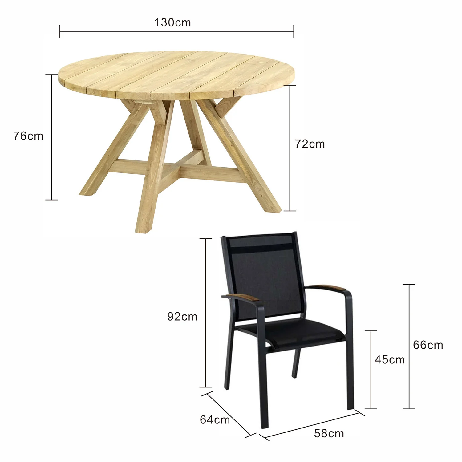 Grace 130 cm Table Cosmo Chair Outdoor Dining Setting - Image 2