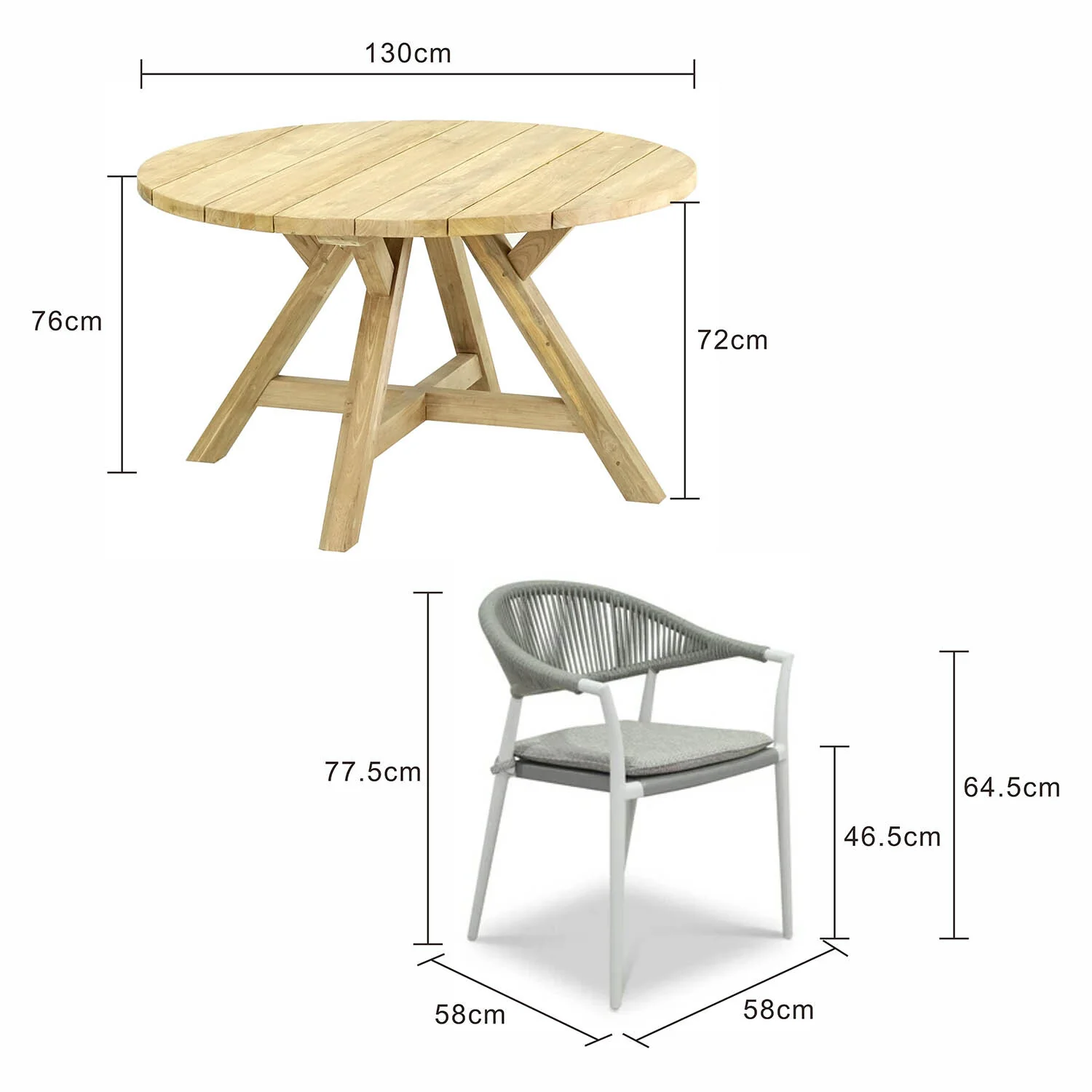Grace 130 cm Table Windsor Chair Outdoor Dining Setting - Image 2