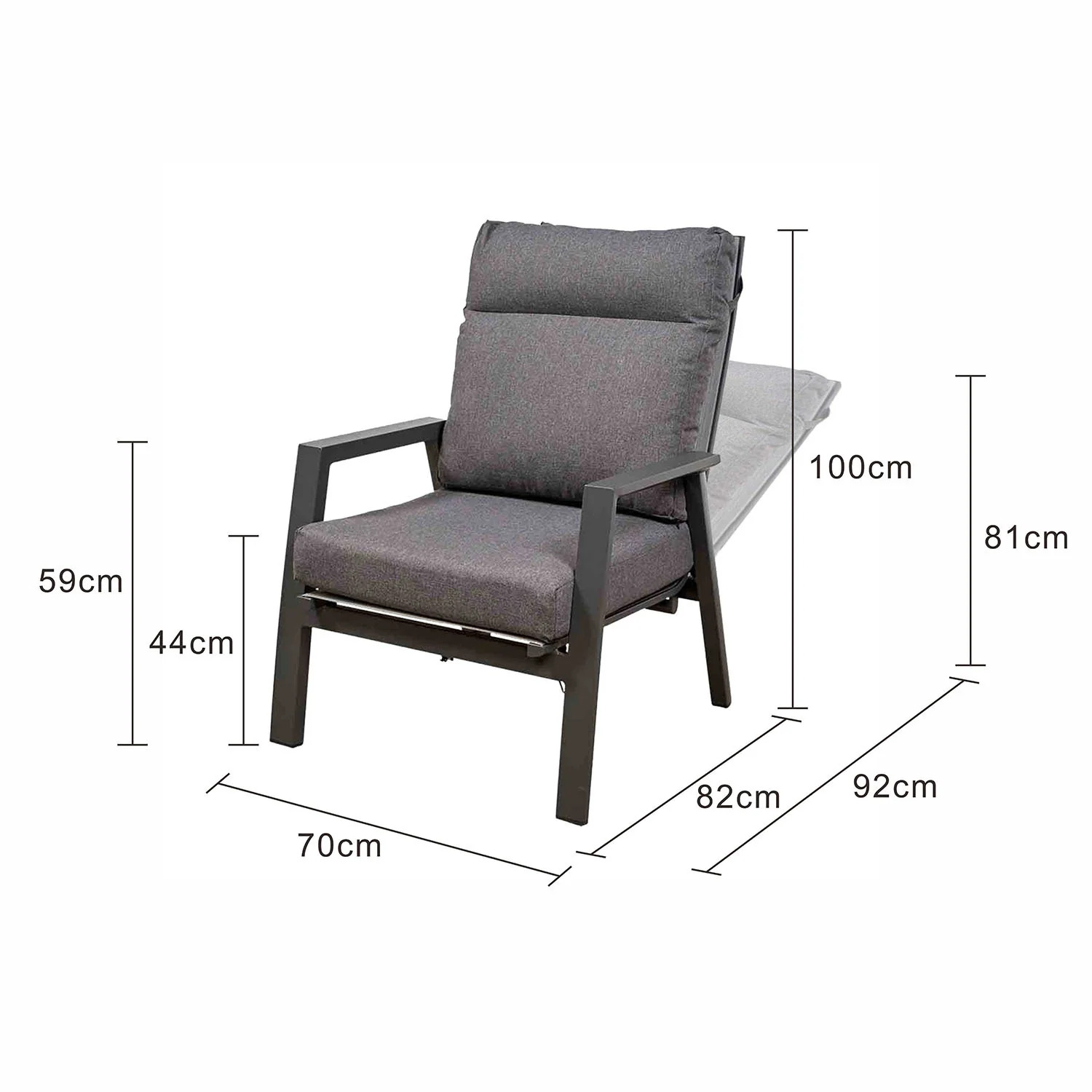 Hamilton Outdoor Aluminium Recliner Armchair - Image 7