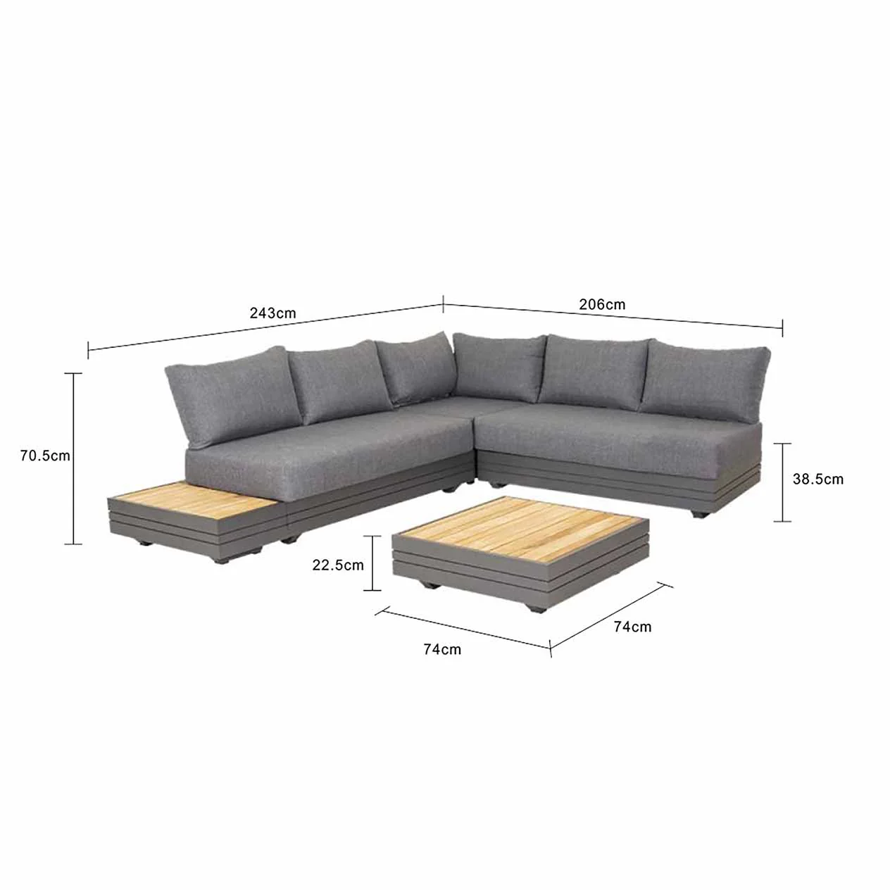 Hannover 5 Seater Aluminium Outdoor Modular Lounge With Coffee Table White - Image 7