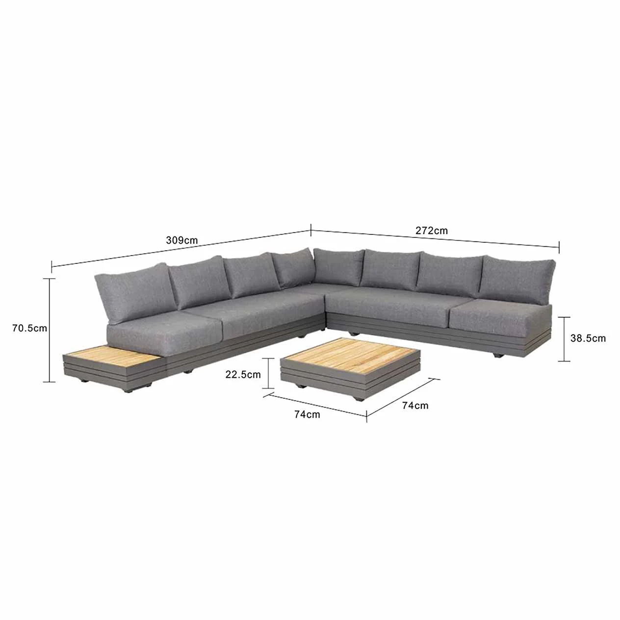 Hannover 7 Seater Aluminium Outdoor Modular Lounge With Coffee Table White - Image 8