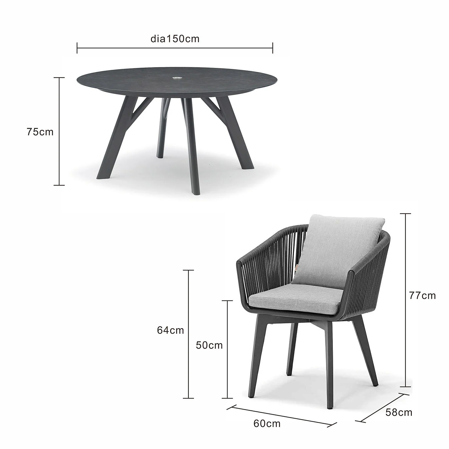 Iowa 150 cm Table Truro Chair Outdoor Dining Setting - Image 9