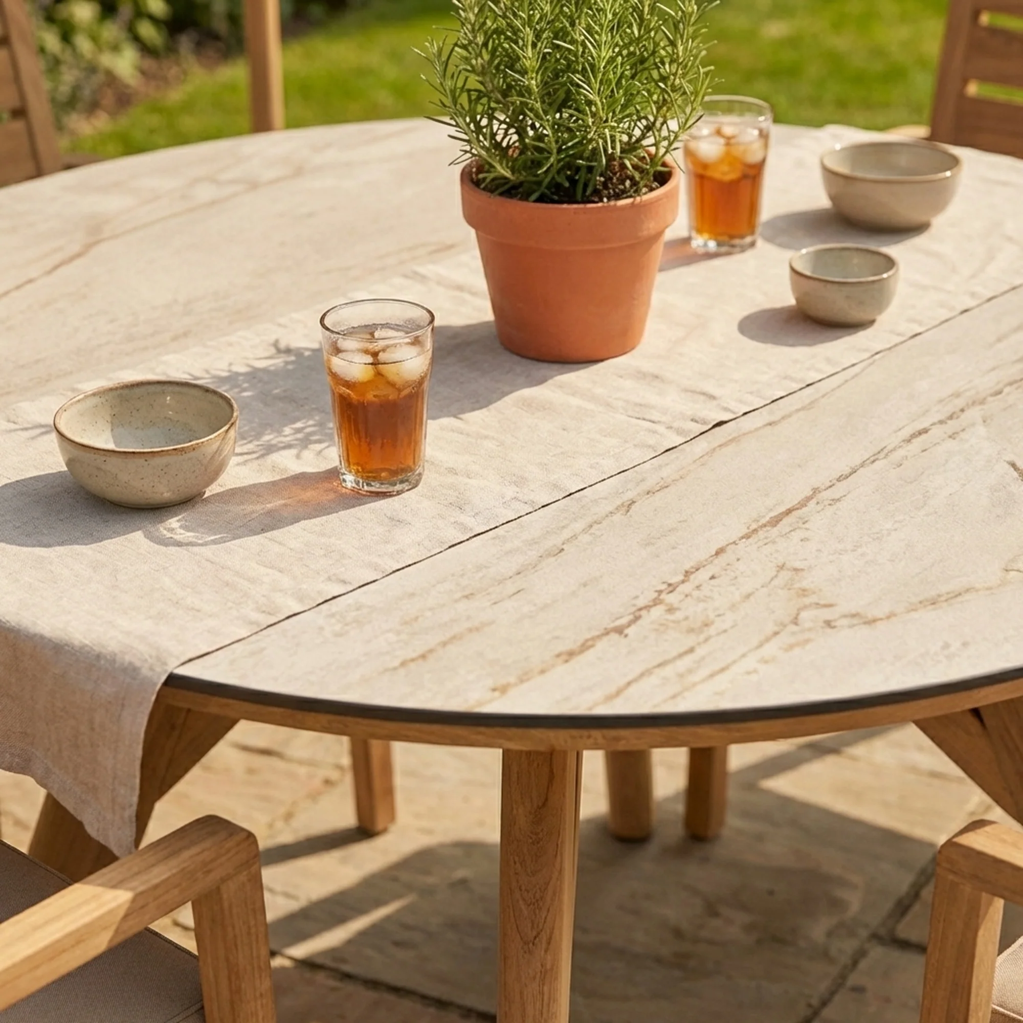 Iowa Outdoor Aluminium Round Dining Table with High-pressure Laminate Top - Image 2
