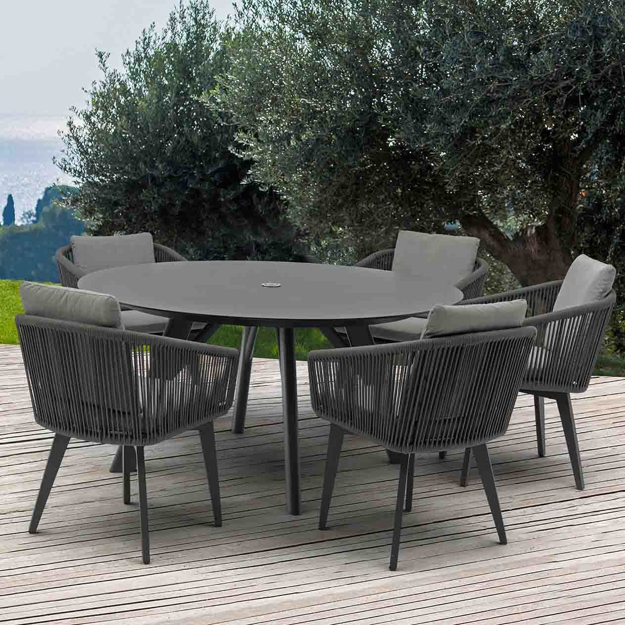 Iowa Outdoor Aluminium Round Dining Table with High-pressure Laminate Top - Image 3
