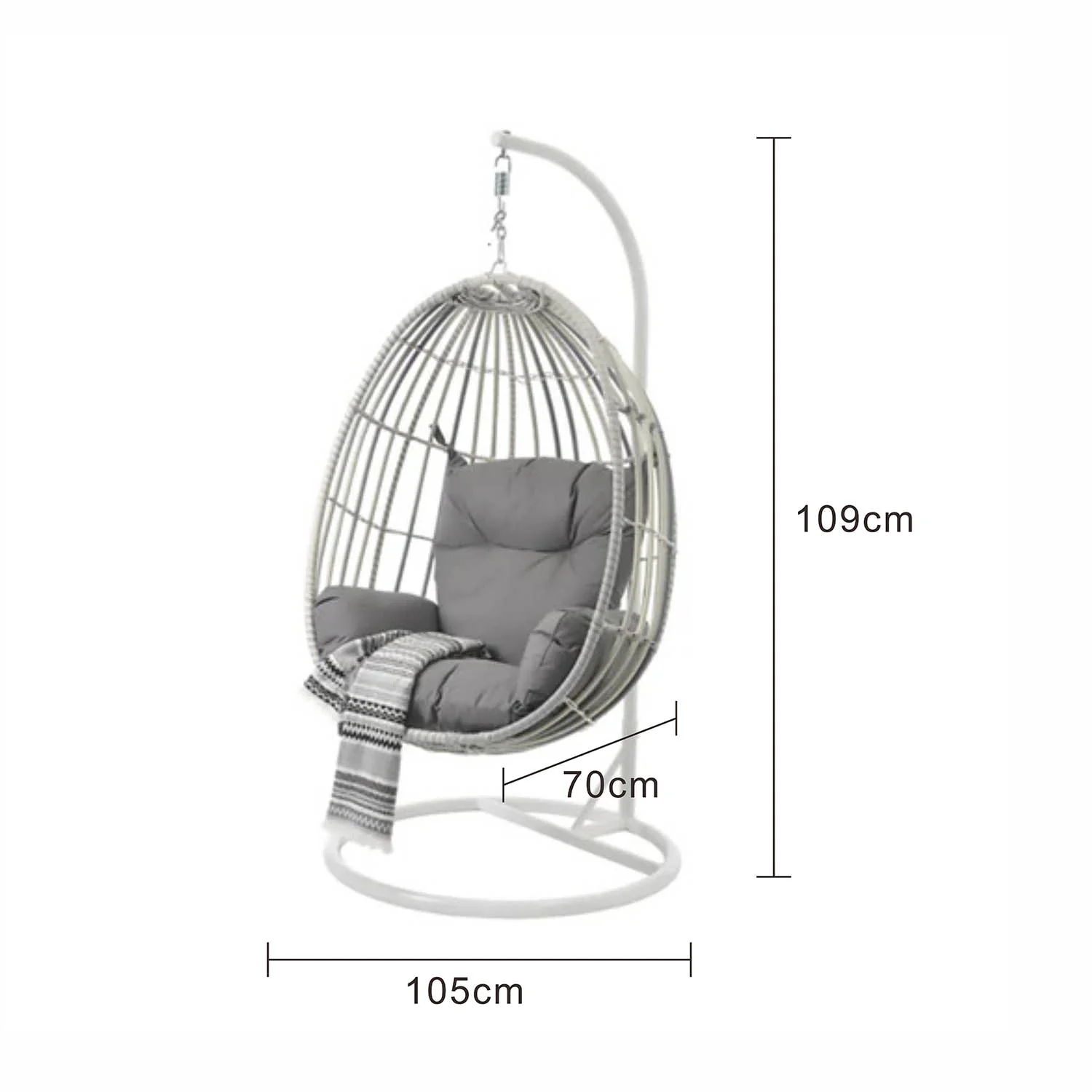Kannis Outdoor Hanging Egg Chair in White - Image 3