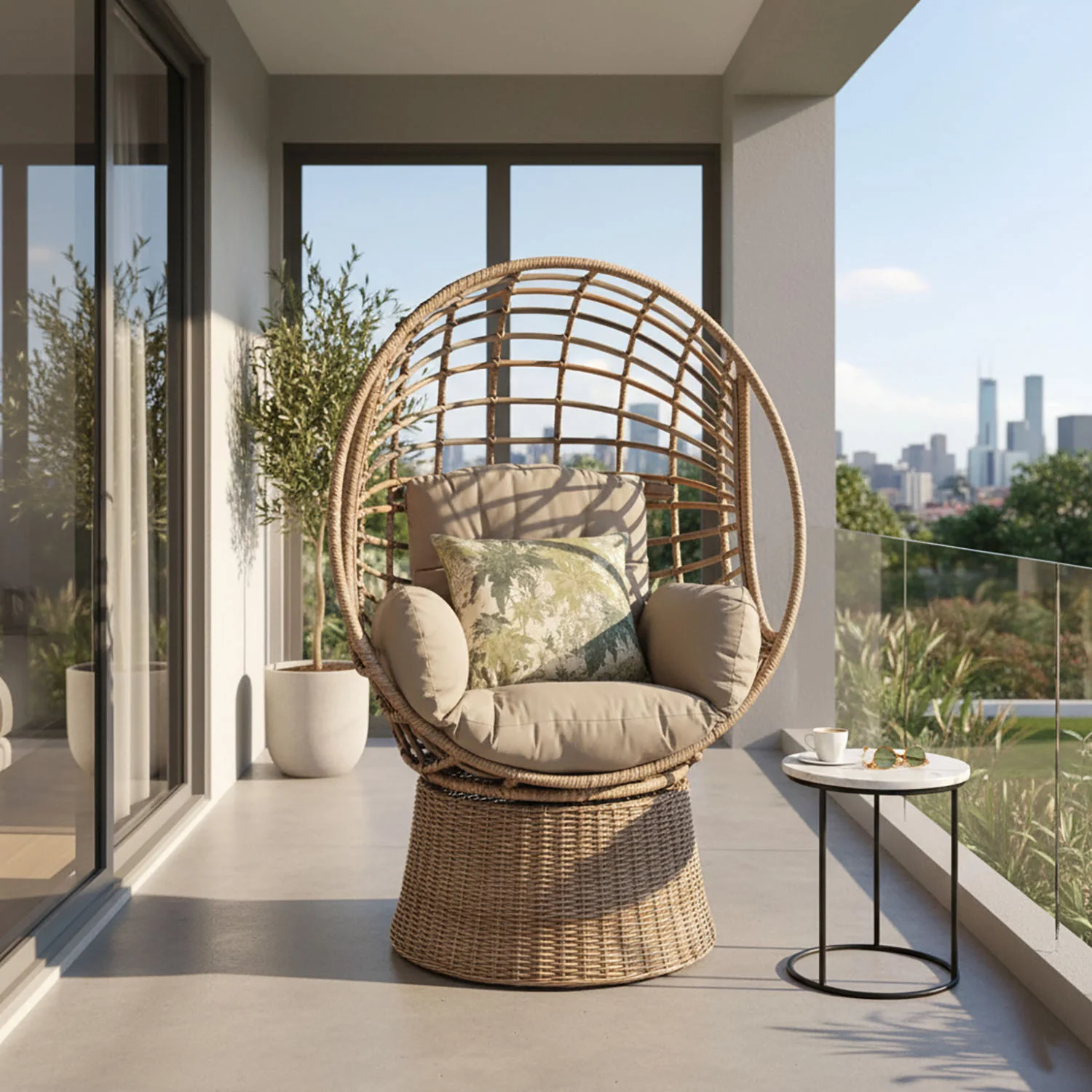 Langford Wicker Outdoor Swivel Chair - Image 2
