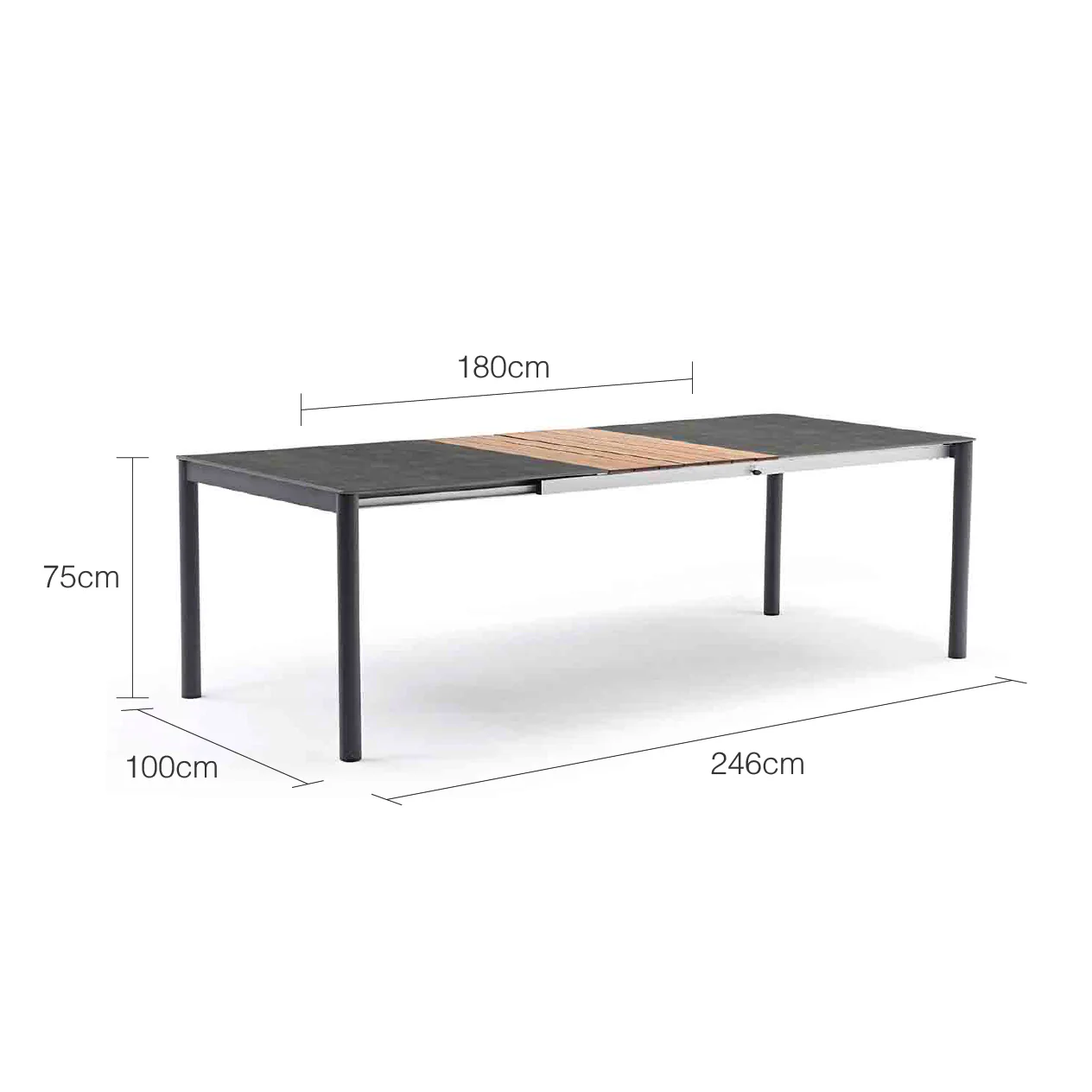 Largo Outdoor Aluminium Dining Table with Ceramic Glass & High-pressure Laminate Top 180 / 246 cm - Image 5