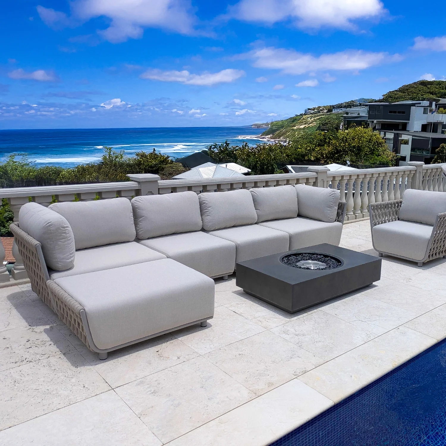 Lawson 7 Seater Outdoor Rope Modular Lounge Setting - Image 8