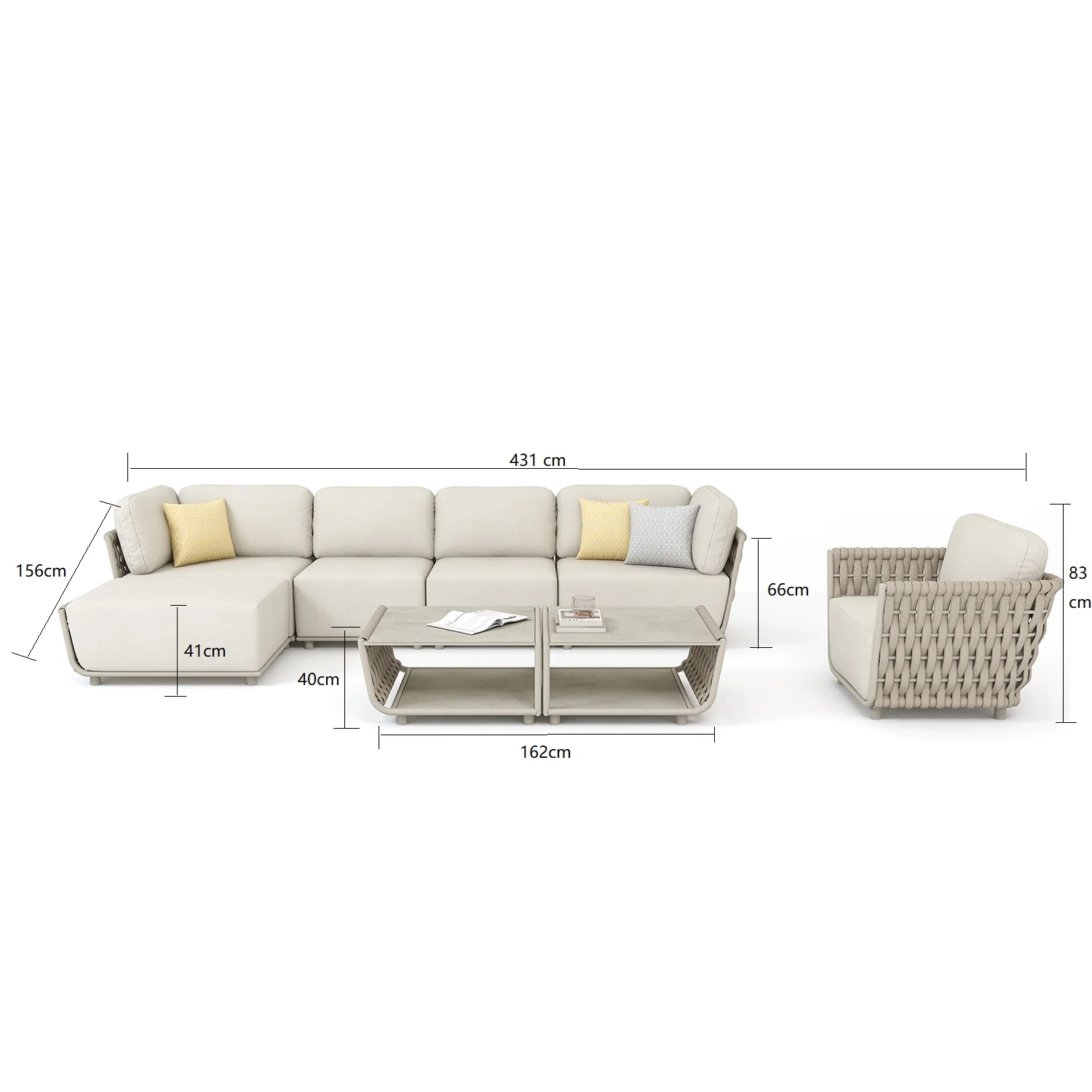 Lawson 6 Seater Outdoor Rope Modular Lounge Setting - Image 30
