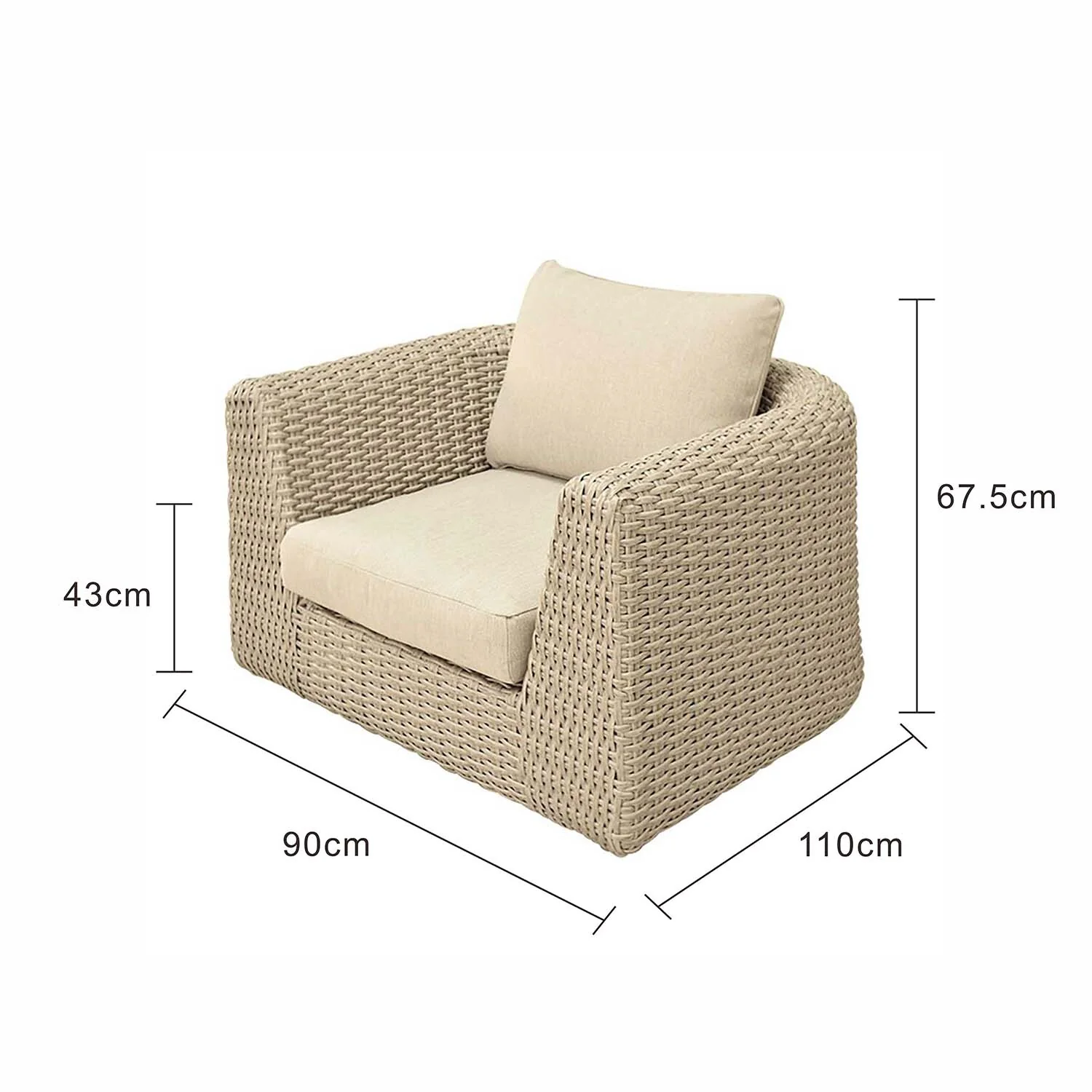 [Clearance] Lichfield Wicker Outdoor Armchair at Pymble (PYM) NSW Store Only - Image 3