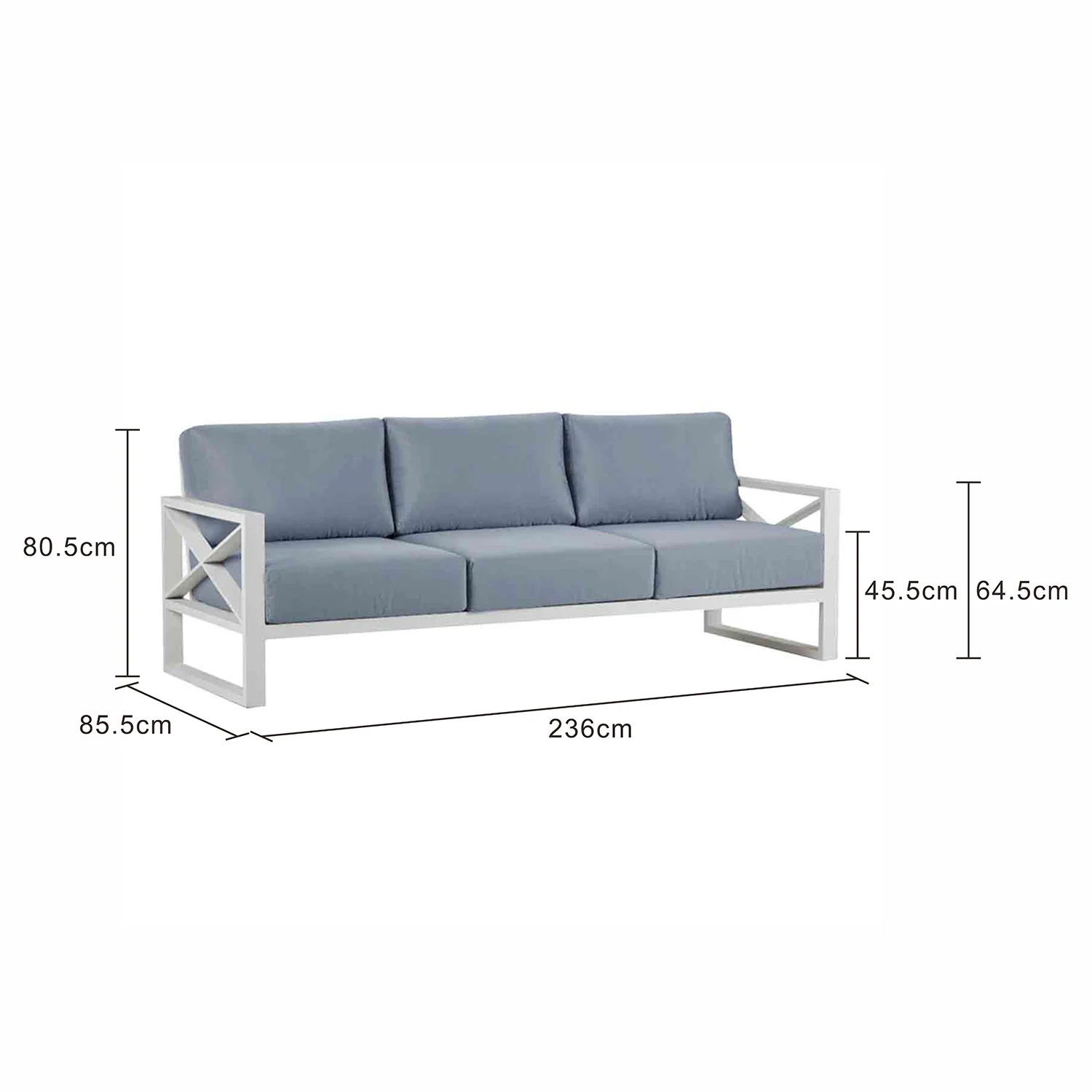 Linear 3 Seater Outdoor Aluminium Lounge - Image 7