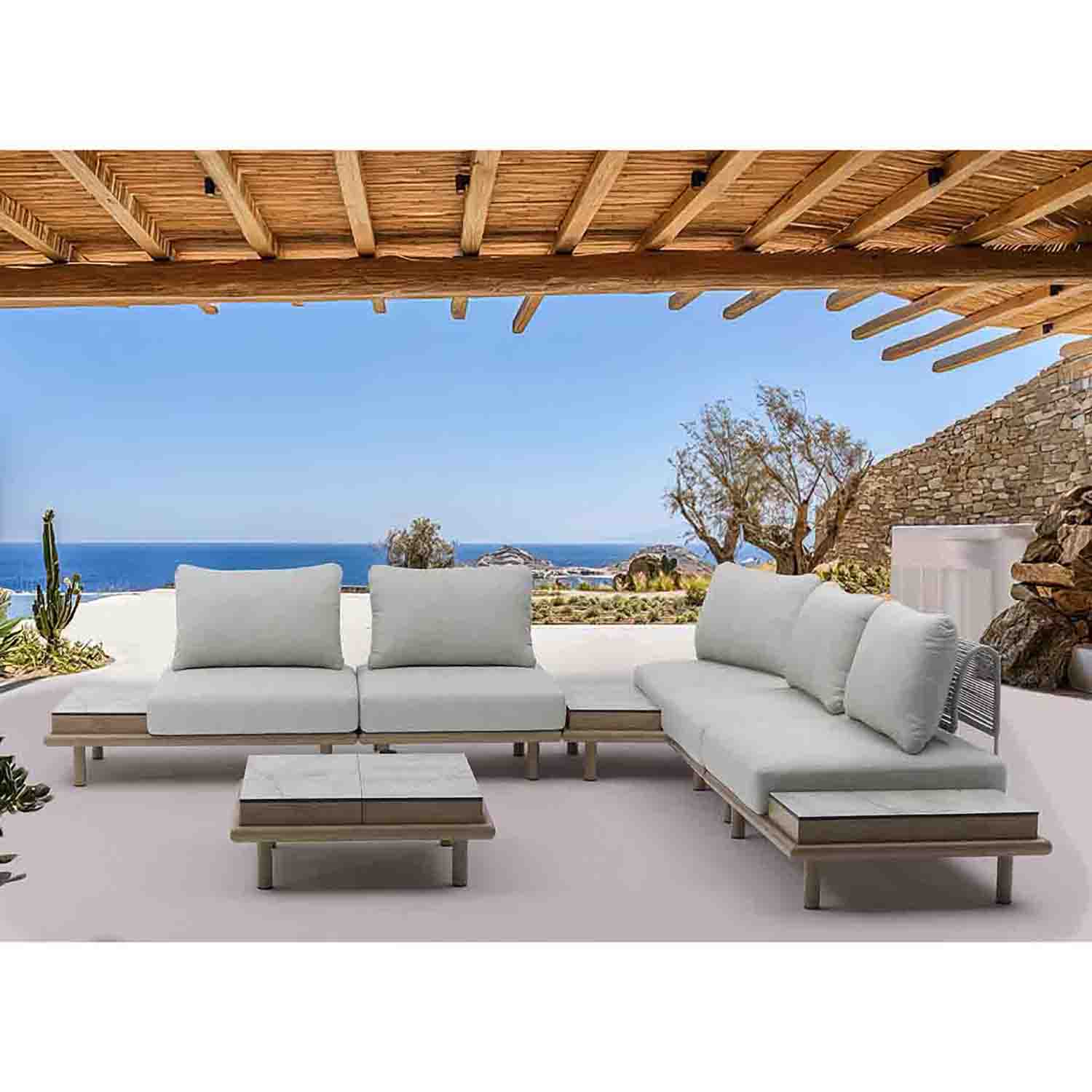Merritt Outdoor Aluminium Lounge with High-pressure Laminate Side Table - Image 4