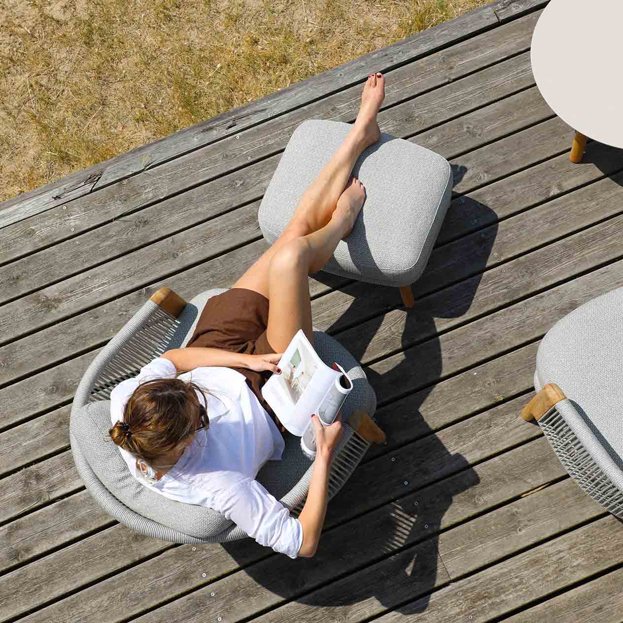 Milano Outdoor Teak and Rope Balcony Setting - Image 3